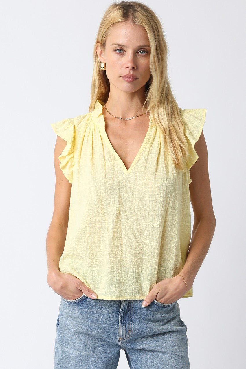 Emilie Butter Yellow Ruffle Sleeve Blouse
