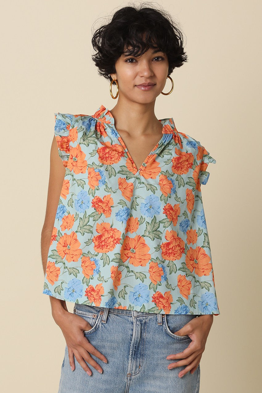 Riya Floral Ruffle Sleeve Blouse