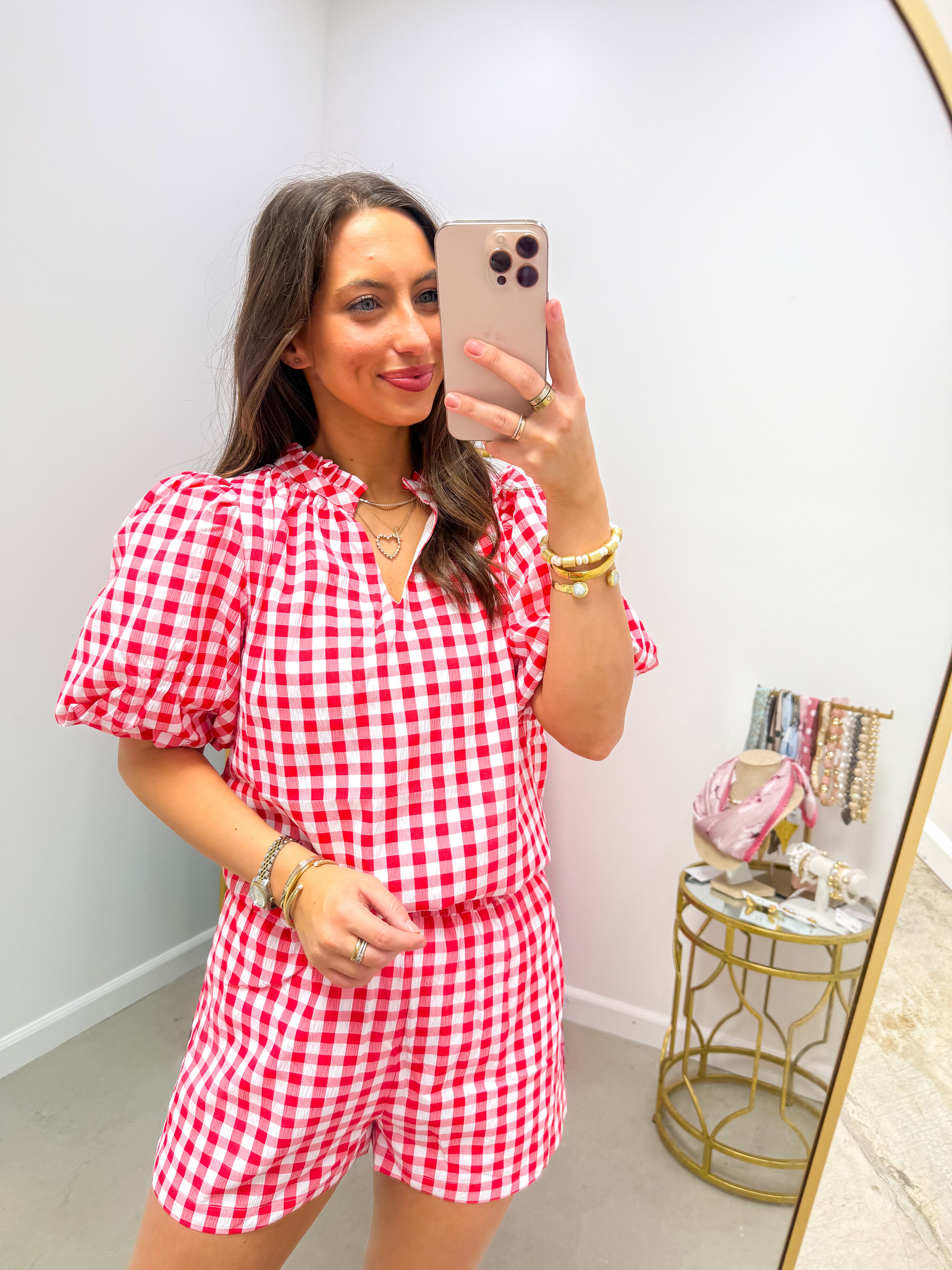 Chelli Checker Gretna Ruffle Blouse