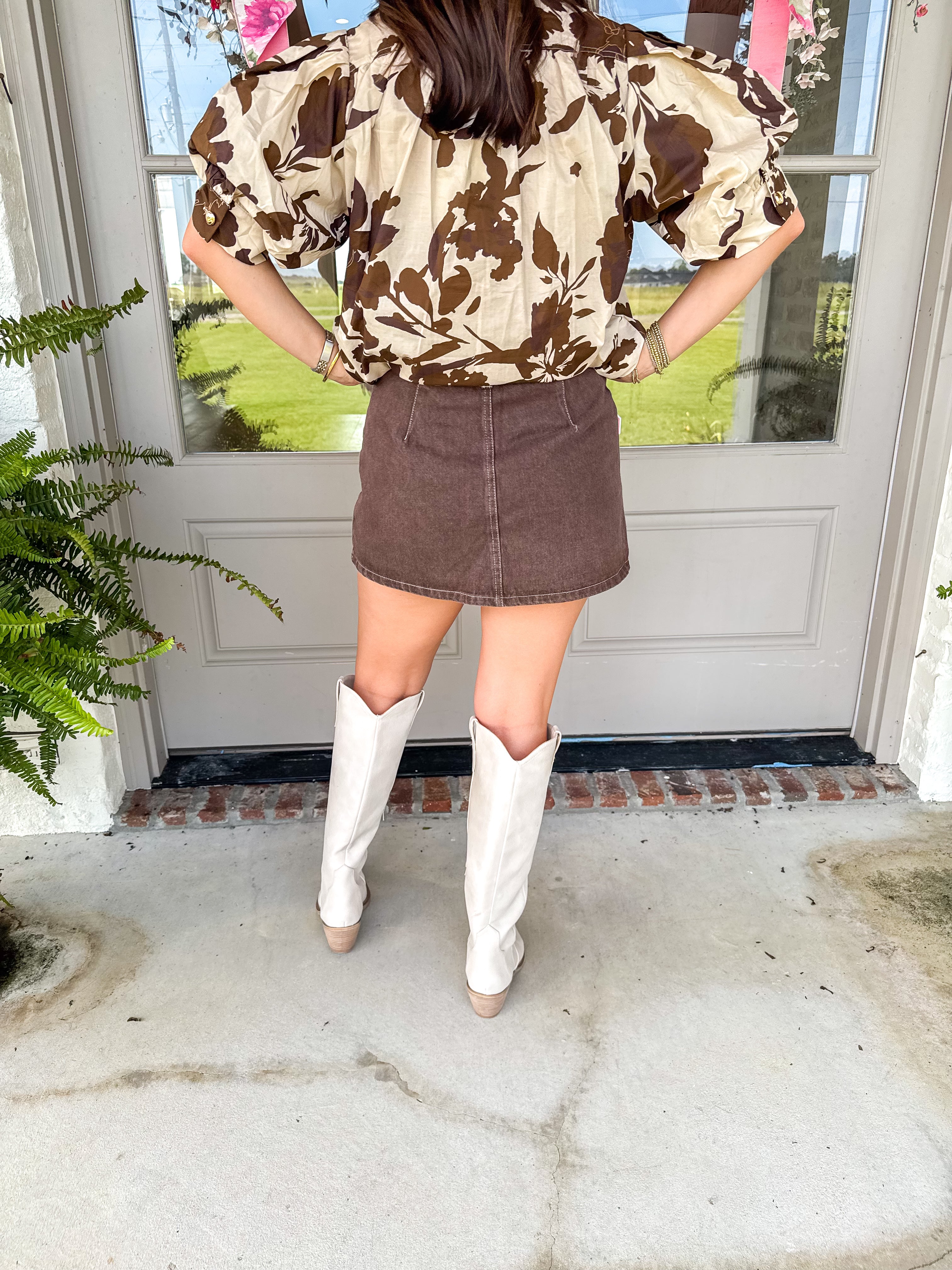 The Garment-Dyed A-Line Skort Brown