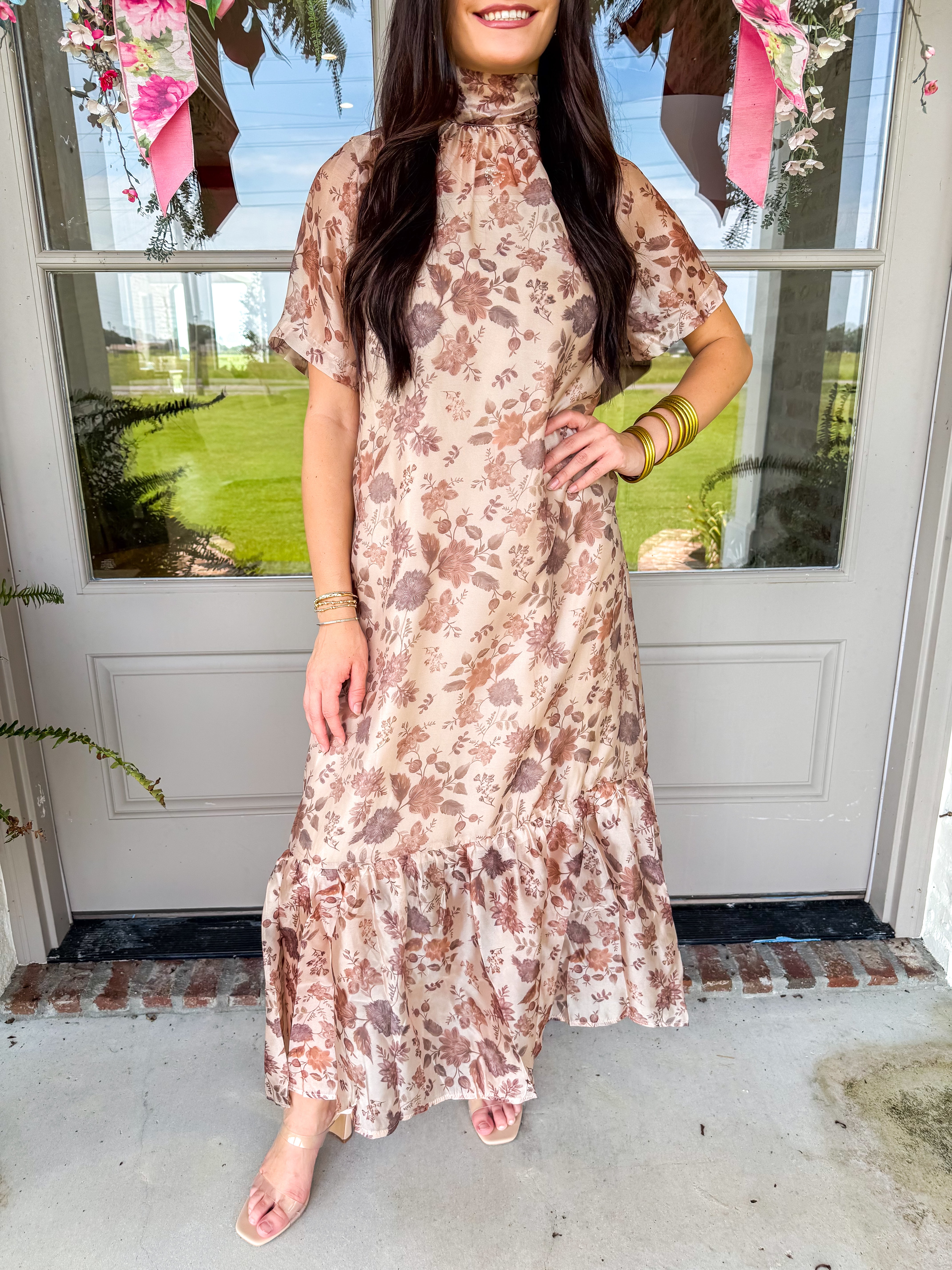 Watercolor Floral Two-Piece Maxi Dress