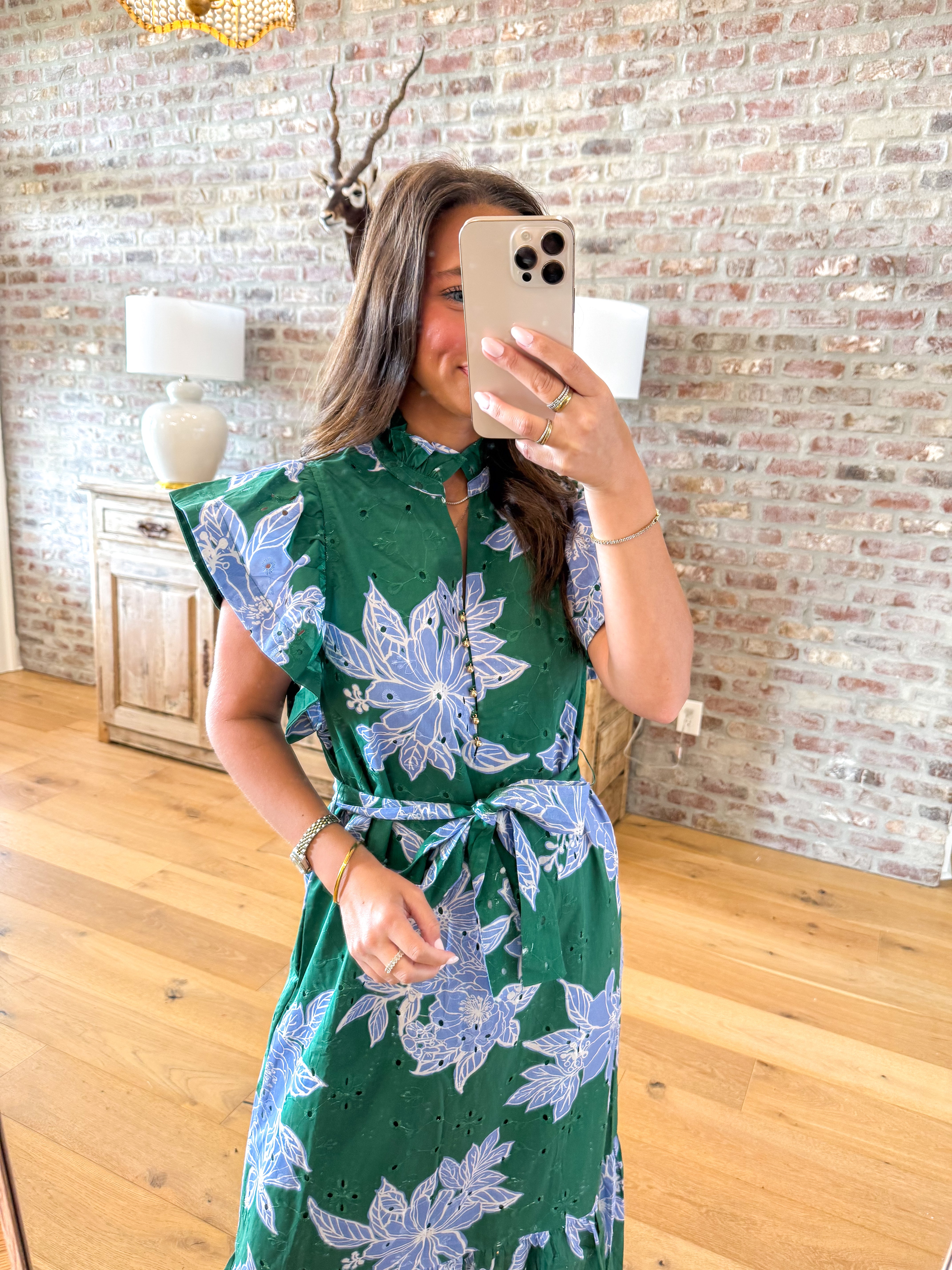 The Garden Party Midi Dress Green/Blue