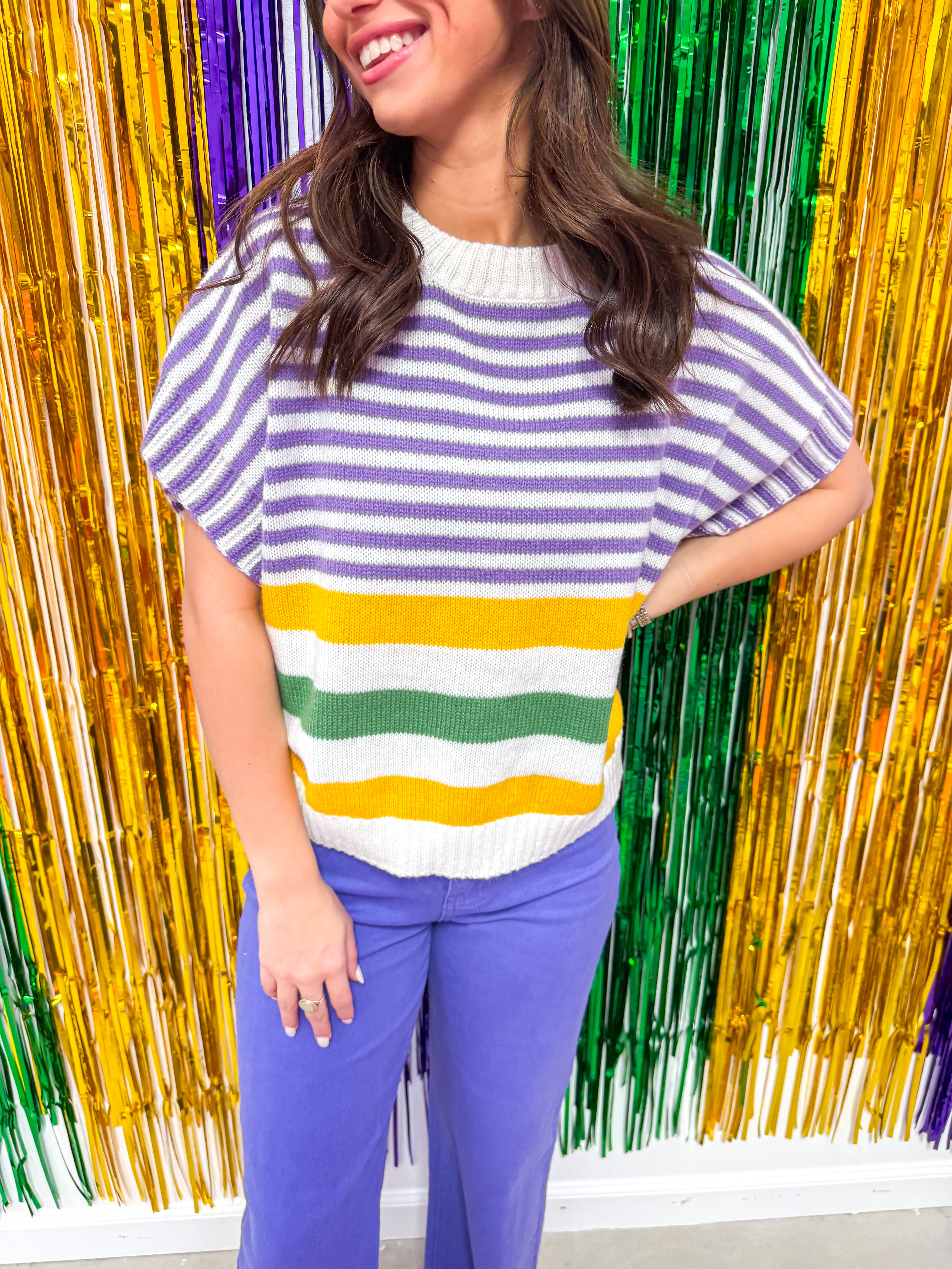 Lightweight MG Striped Knit Top