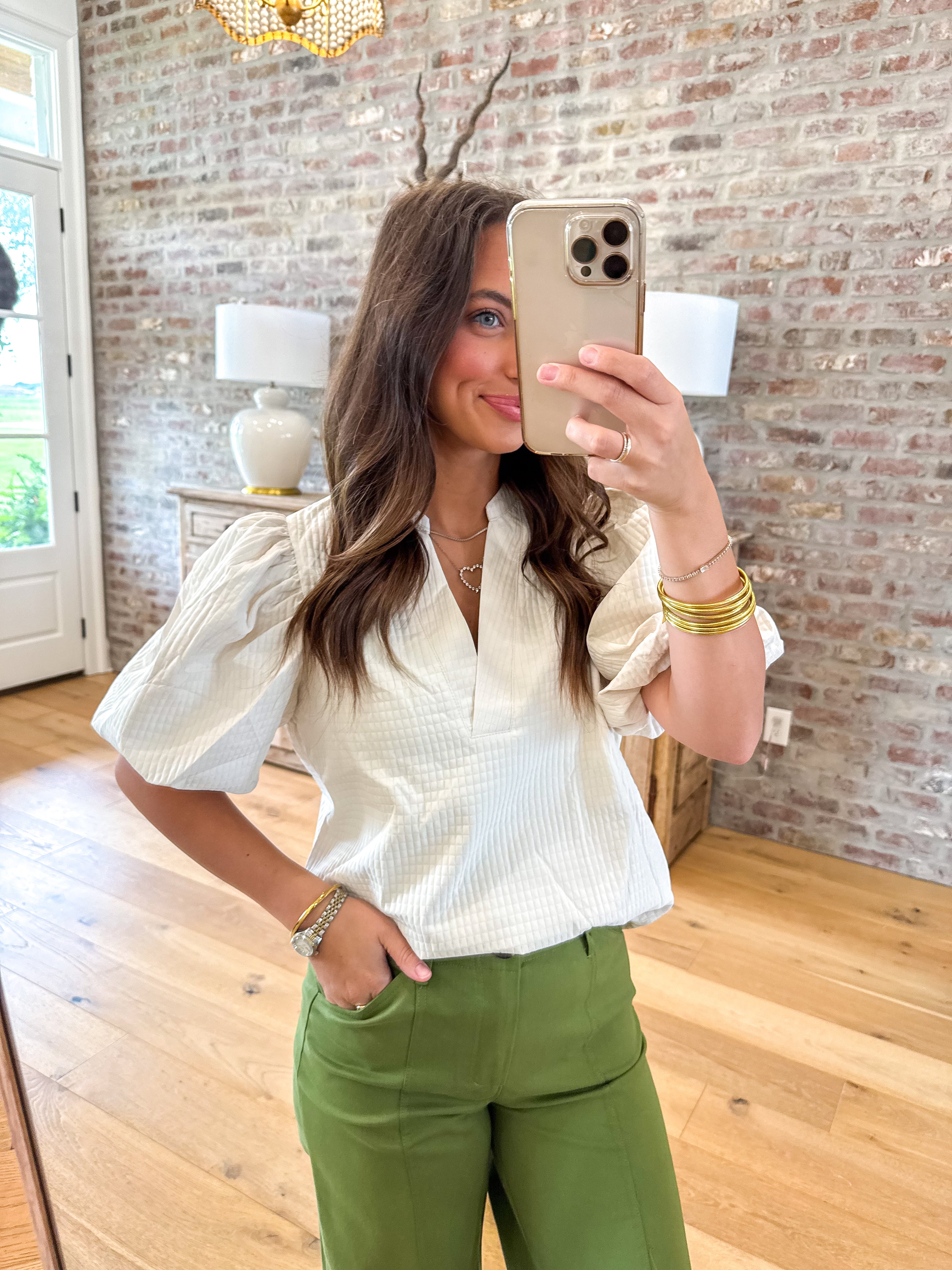 The Hadley Puff Sleeve Top Off White