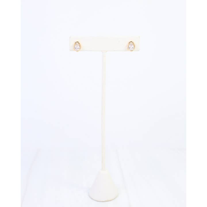 Mackenzie Tear Drop Cz Stud Earring Wr Gold