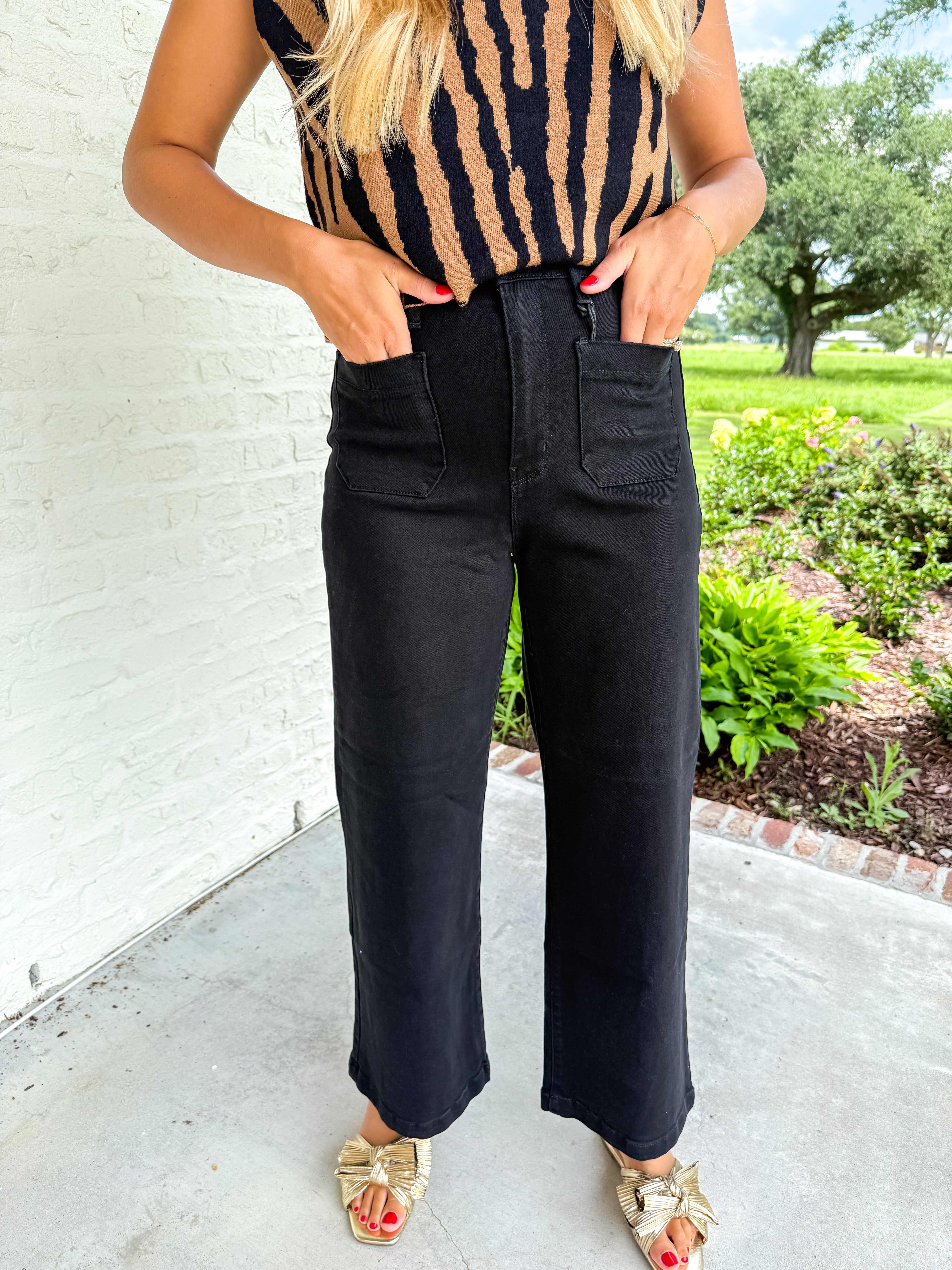 Black Patch Pocket Wide Leg