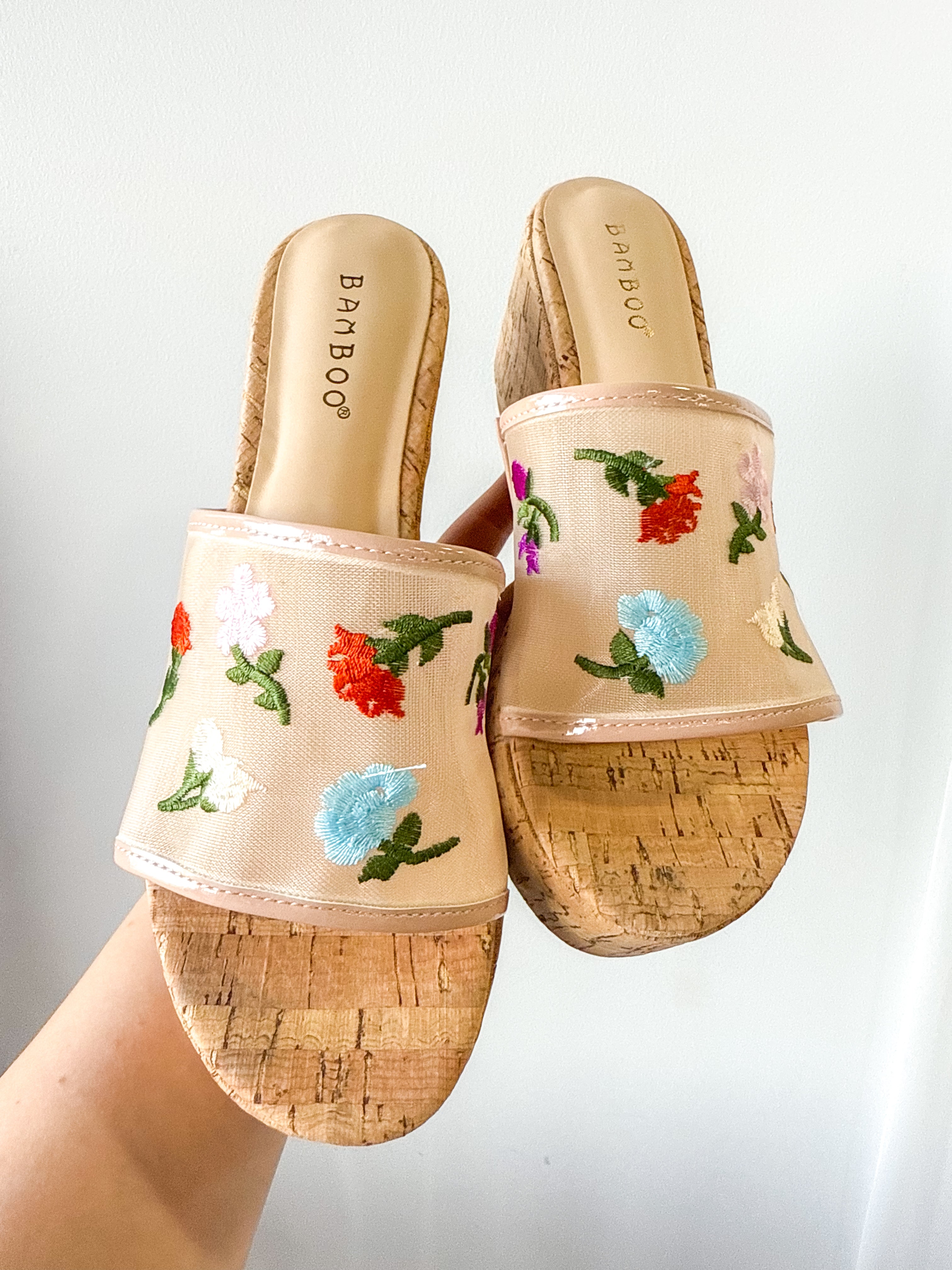 Spring Floral Mesh Wedge Slide