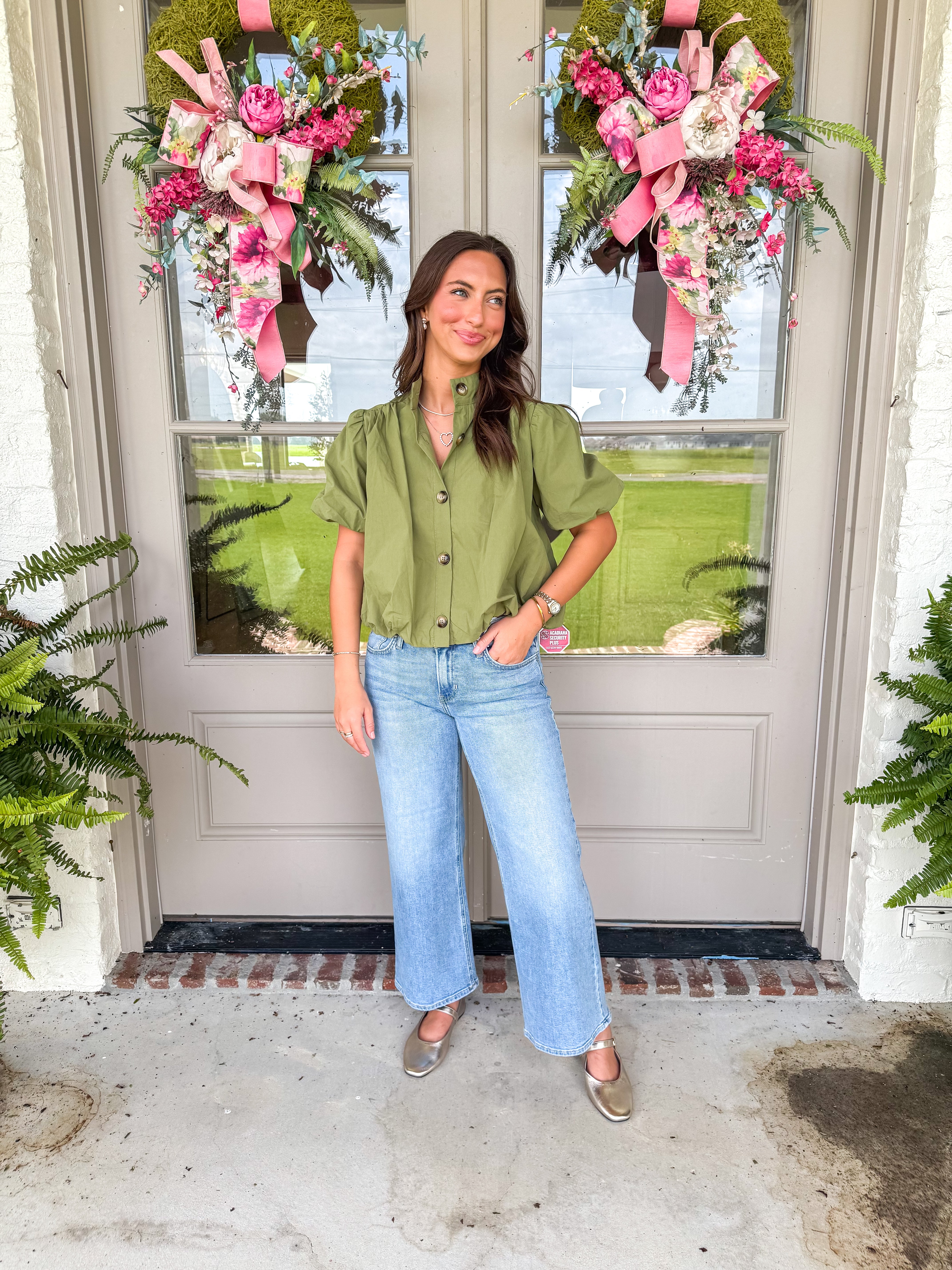 The Uptown Bubble Top Olive