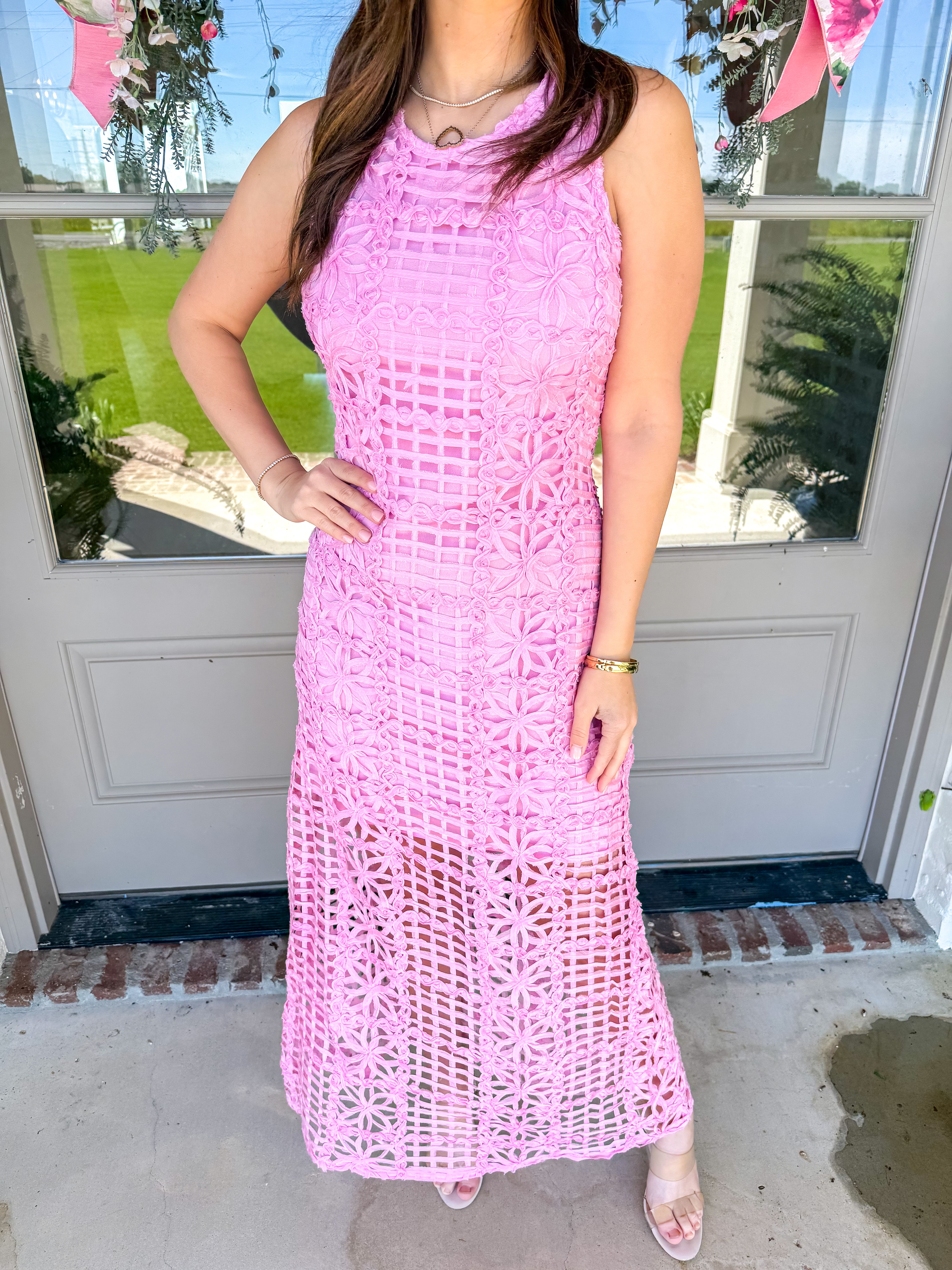 Garden Soirée Lace Maxi Pink