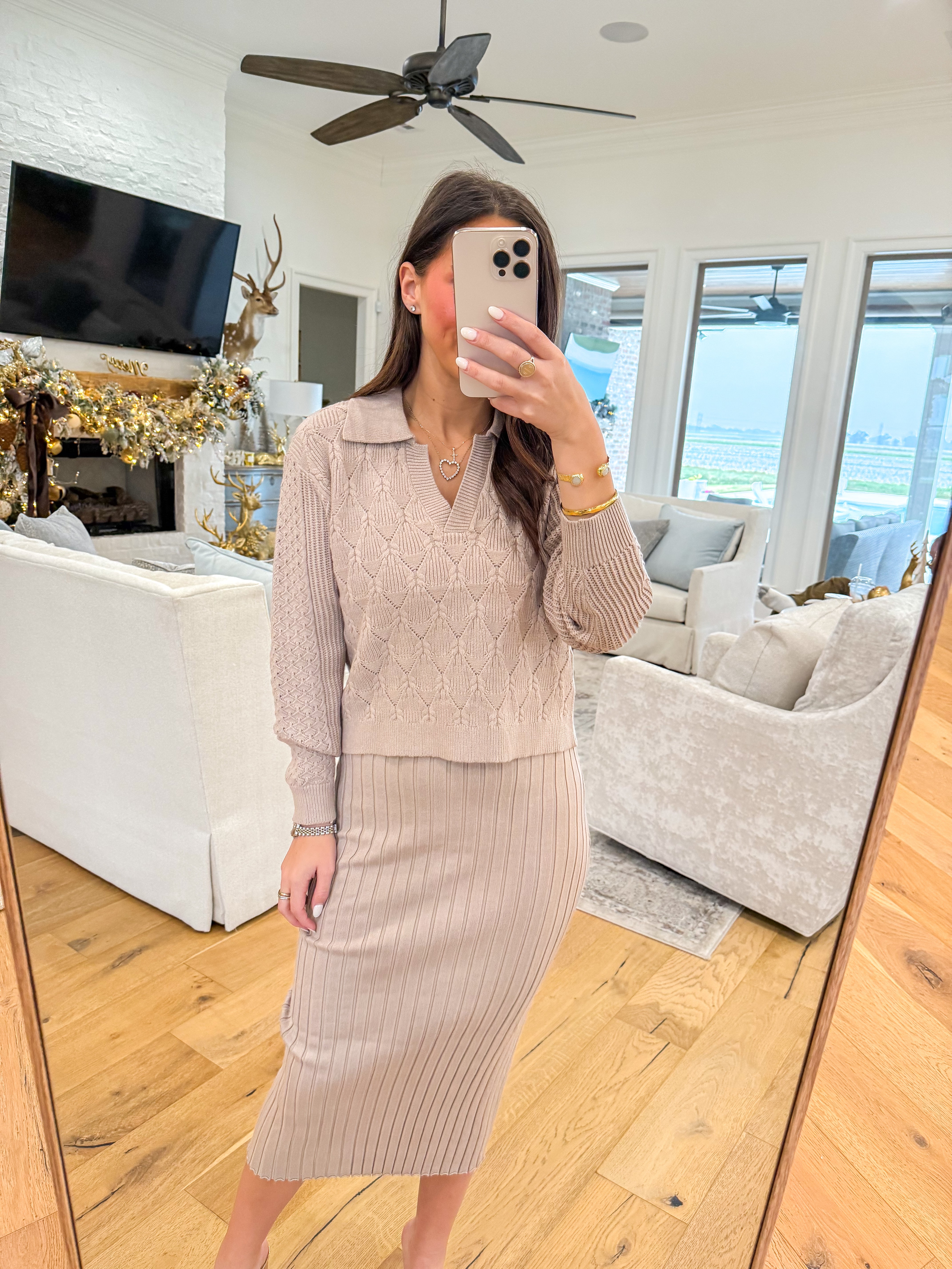 Taupe Twofer Midi Sweater Dress