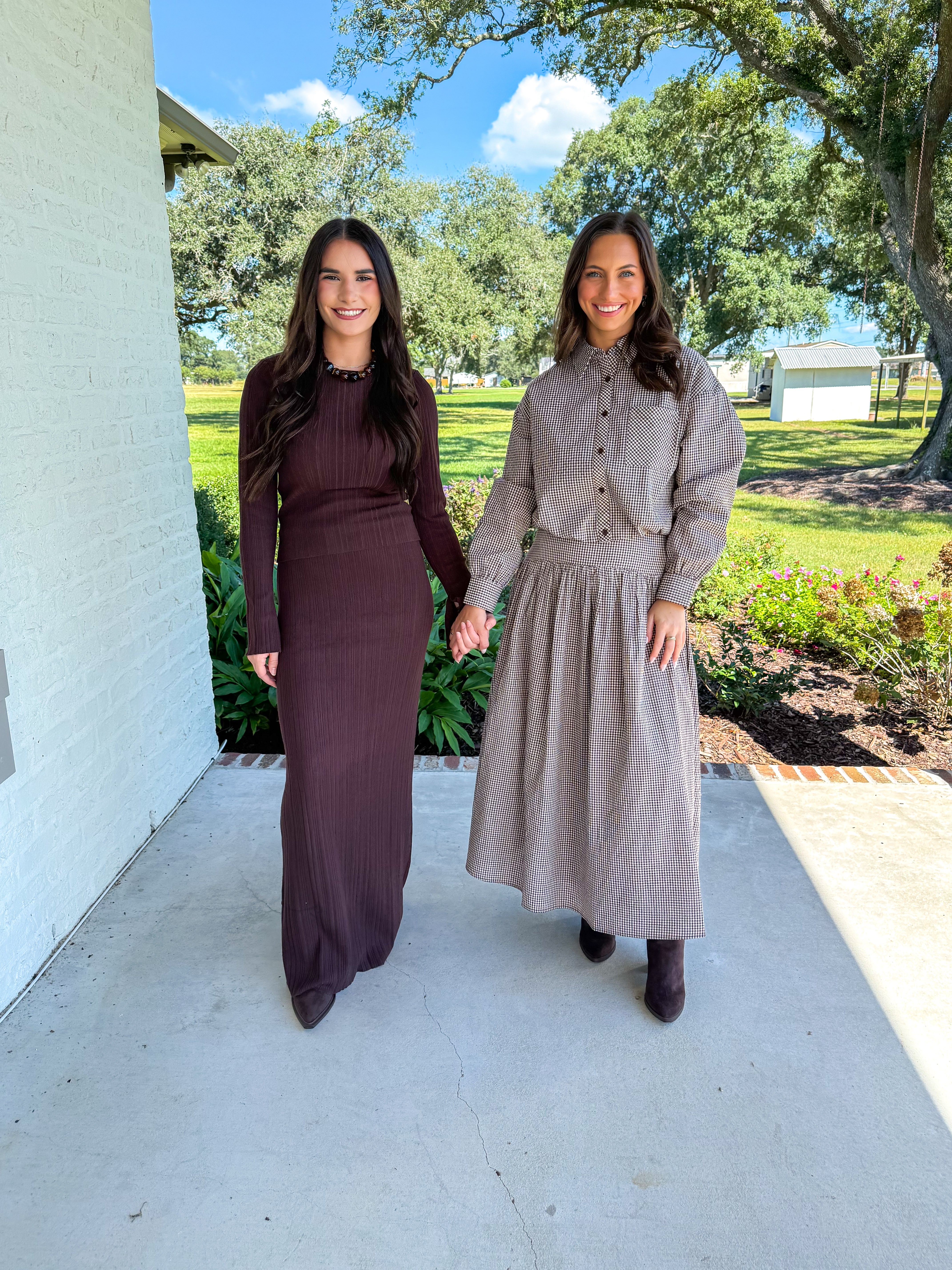 Drea Rib Knit Chocolate Skirt Set