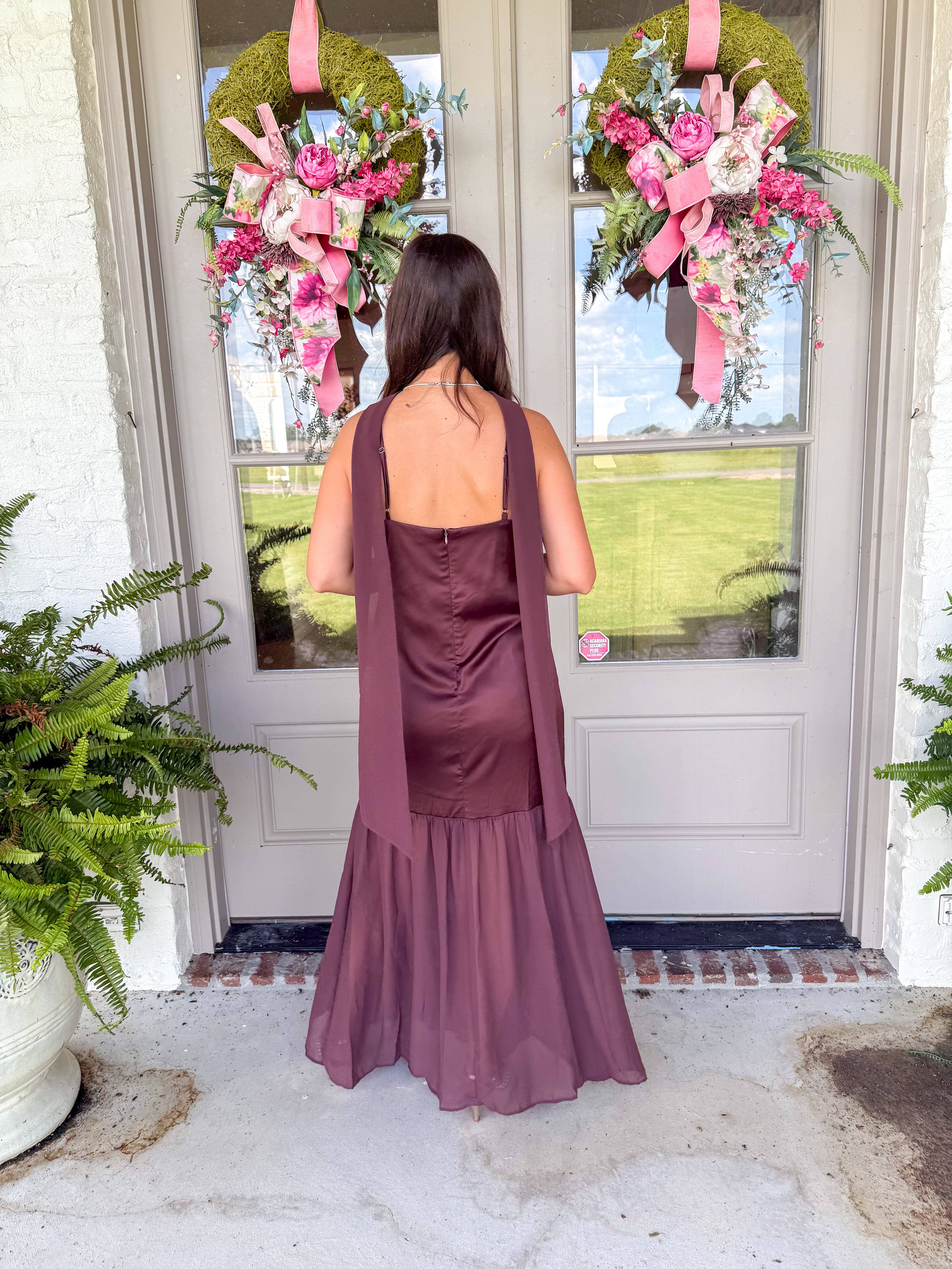 The Evangeline Chiffon Maxi Brown