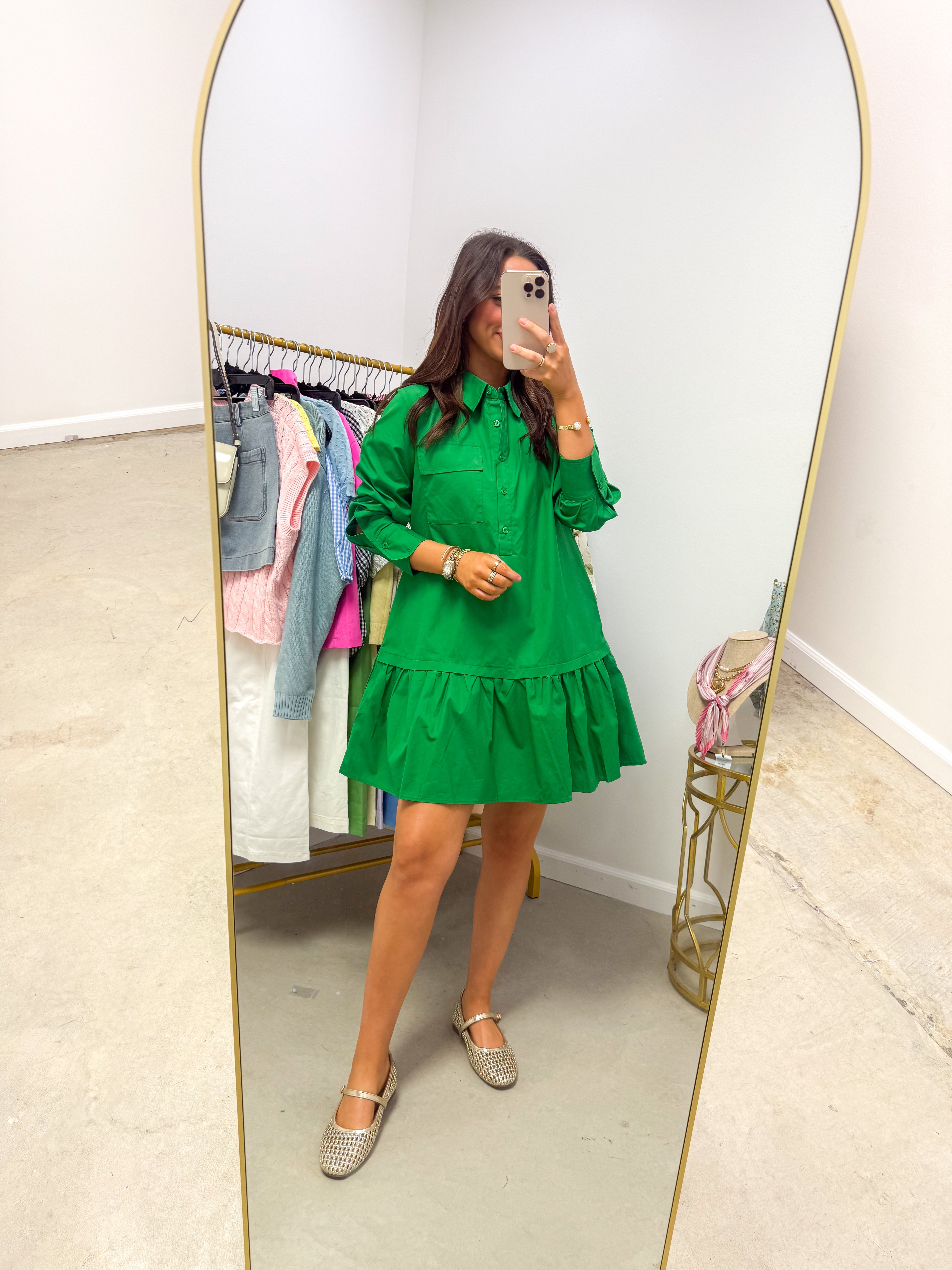 The Everyday Essential Kelly Green Shirt Dress
