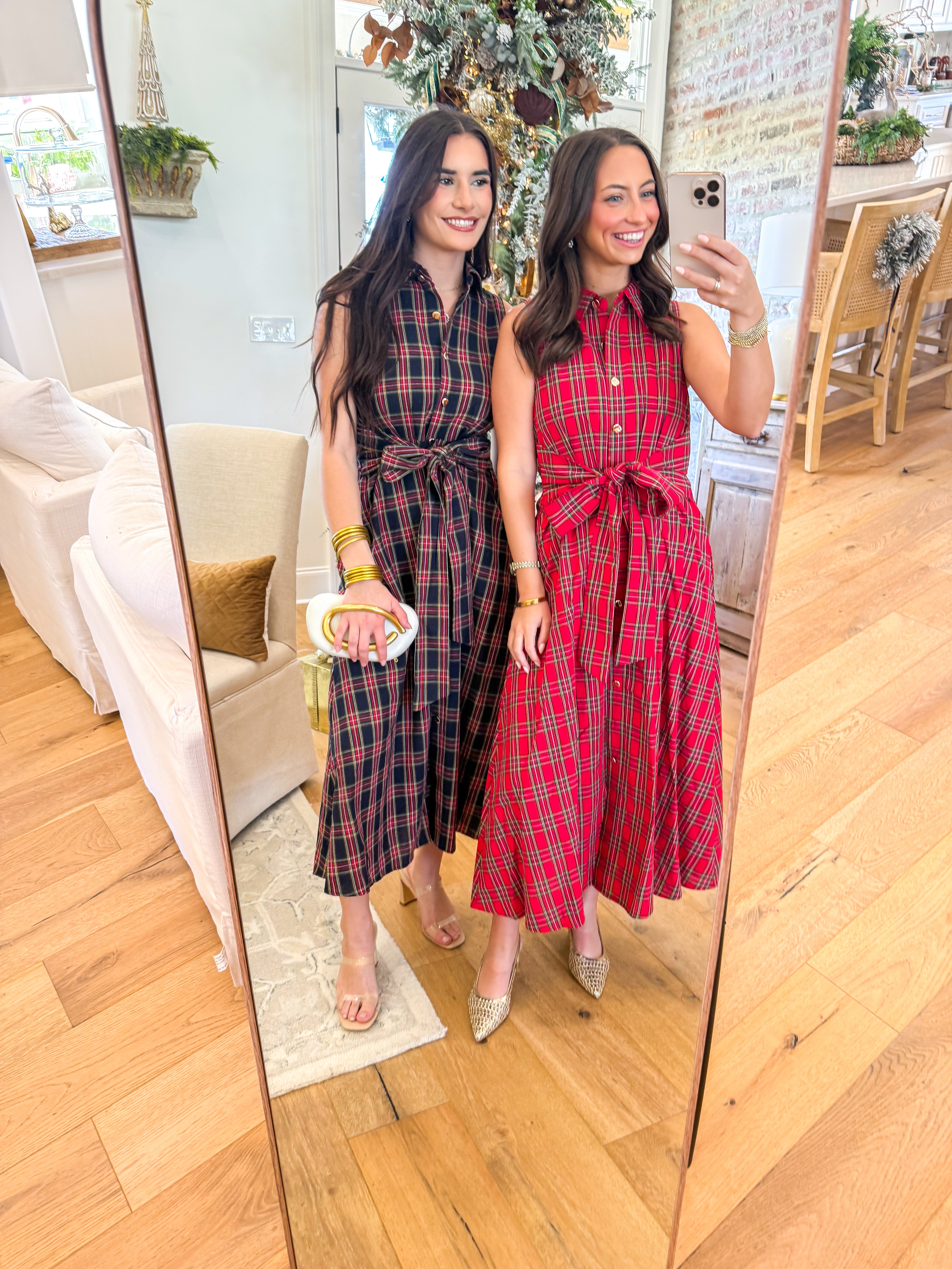 Scarlett Fields Plaid Midi Dress Red