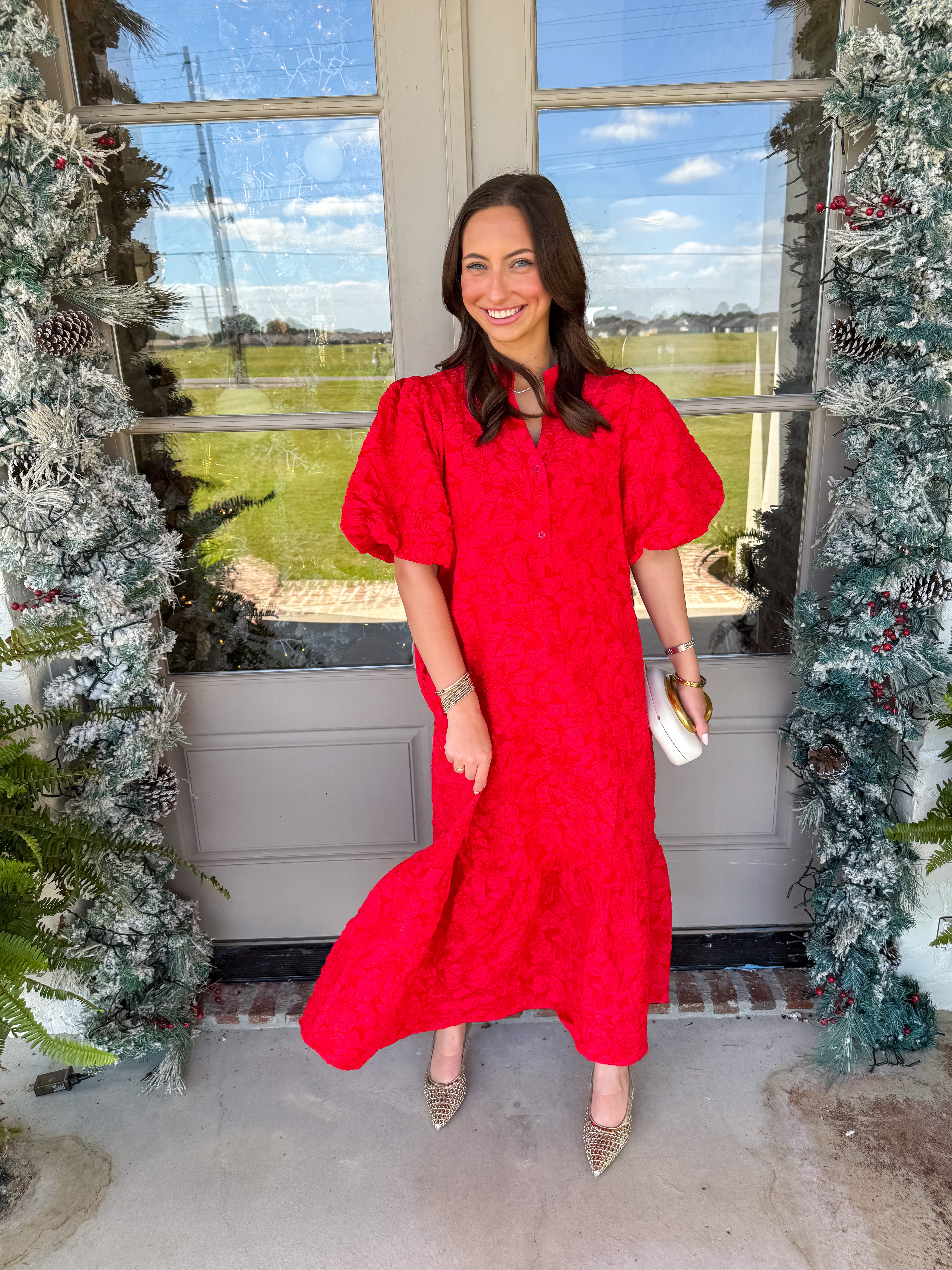 Ruby Bloom Jacquard Midi Dress