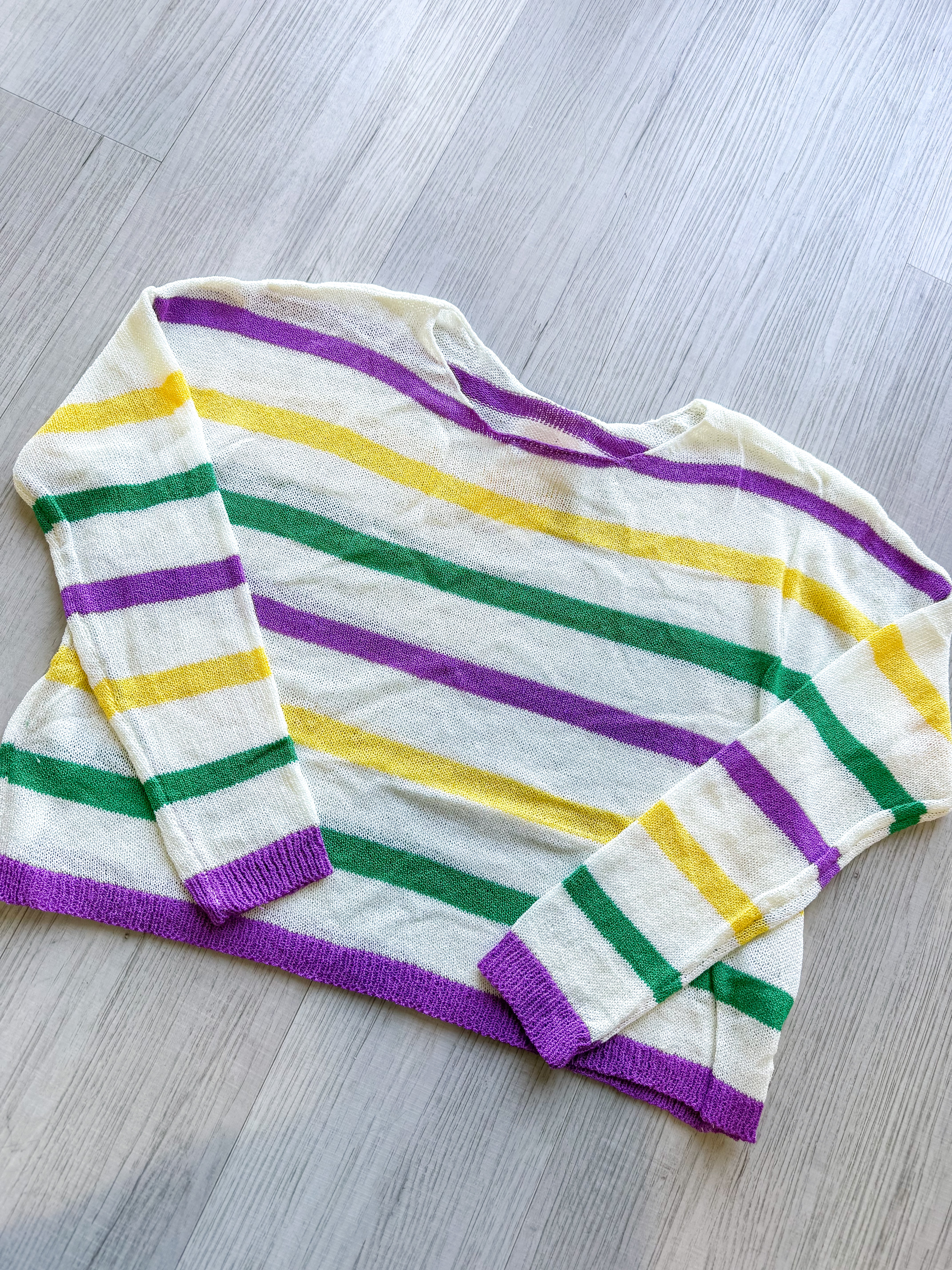 Mardi Gras Mesh Striped Cardigan