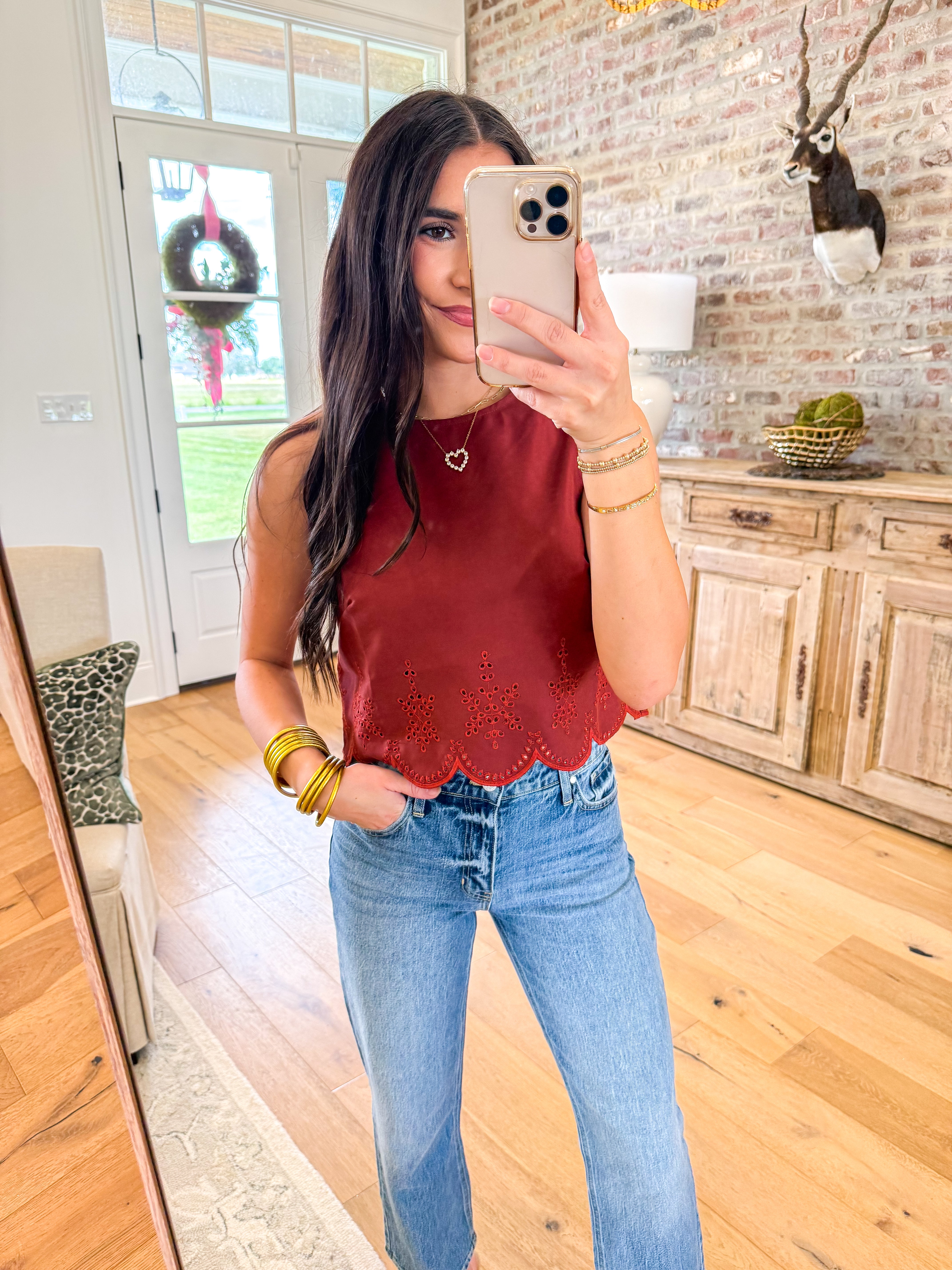 Tea Garden Scallop Hem Top