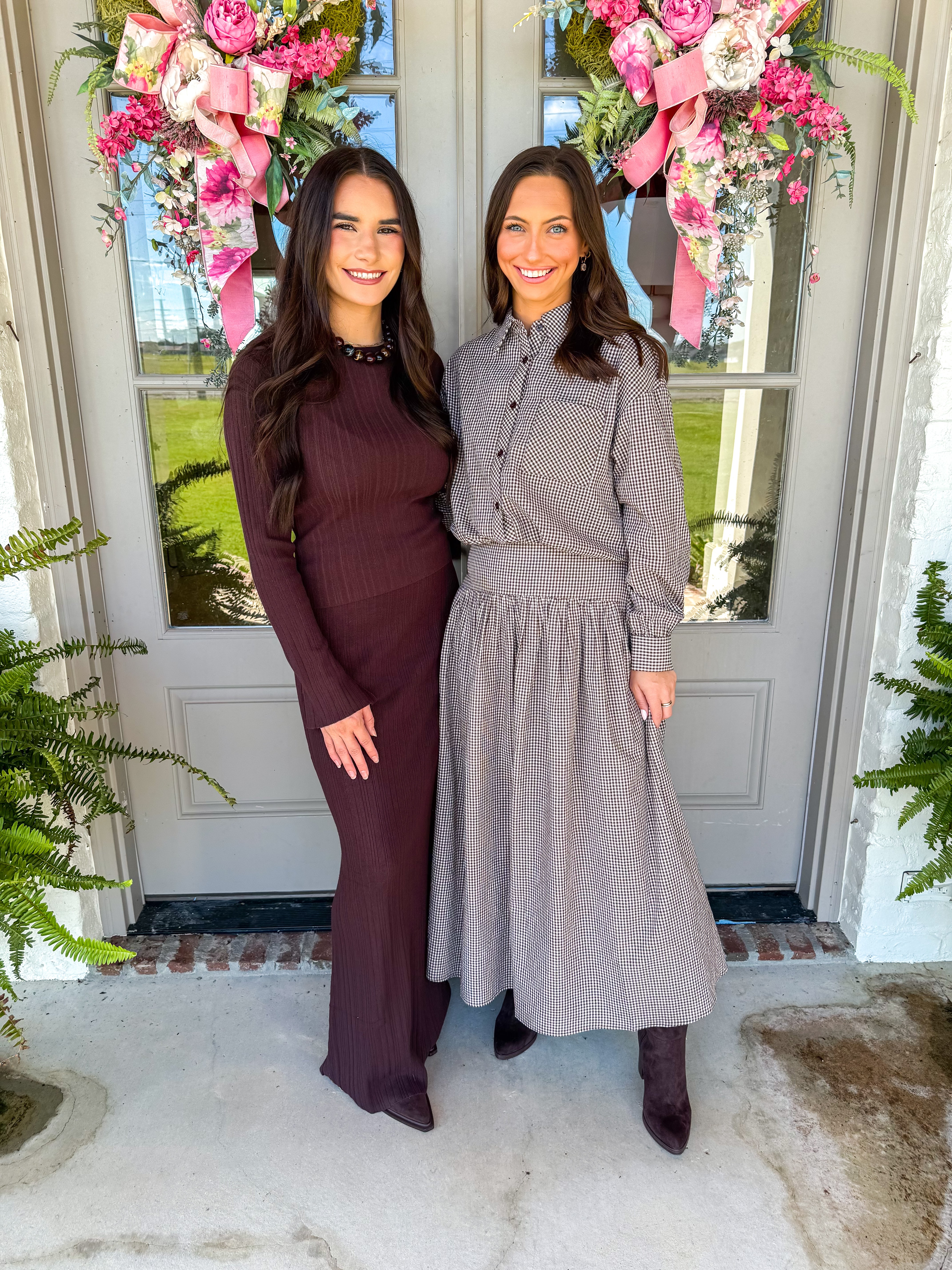 Drea Rib Knit Chocolate Skirt Set