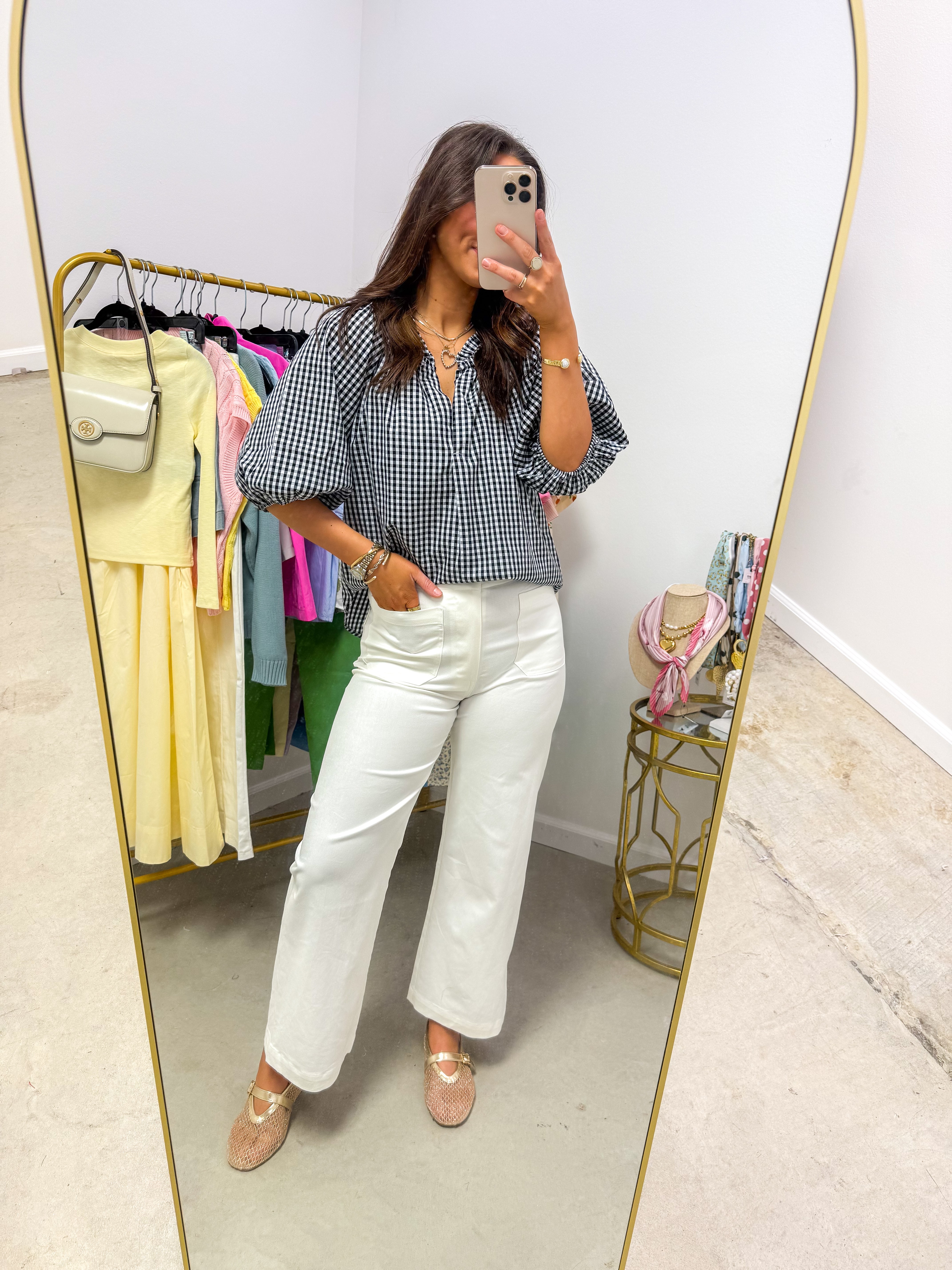 Haylee Black Gingham Puff Sleeve Shirt