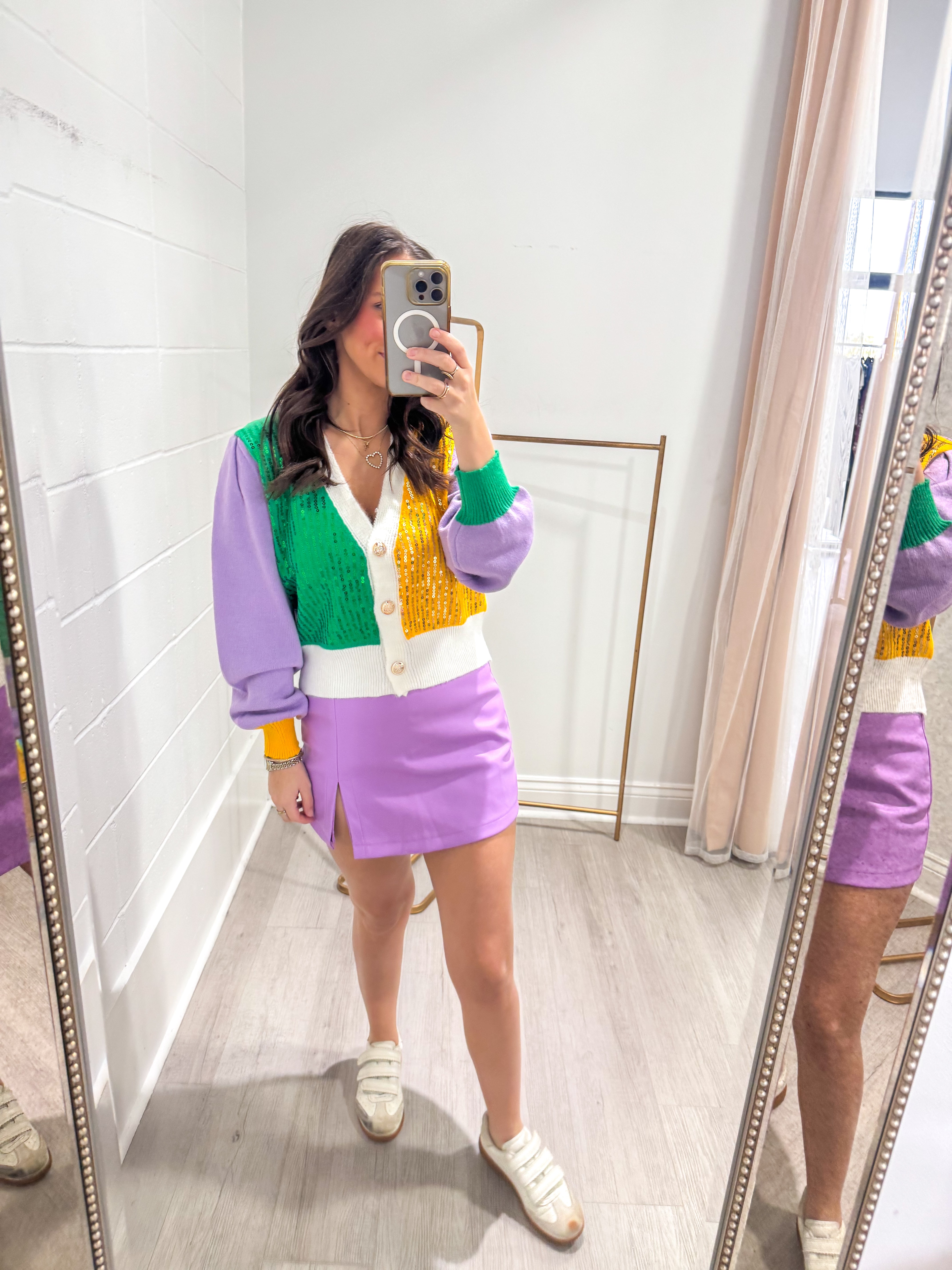 Lavender Vegan leather Side Slit Skort