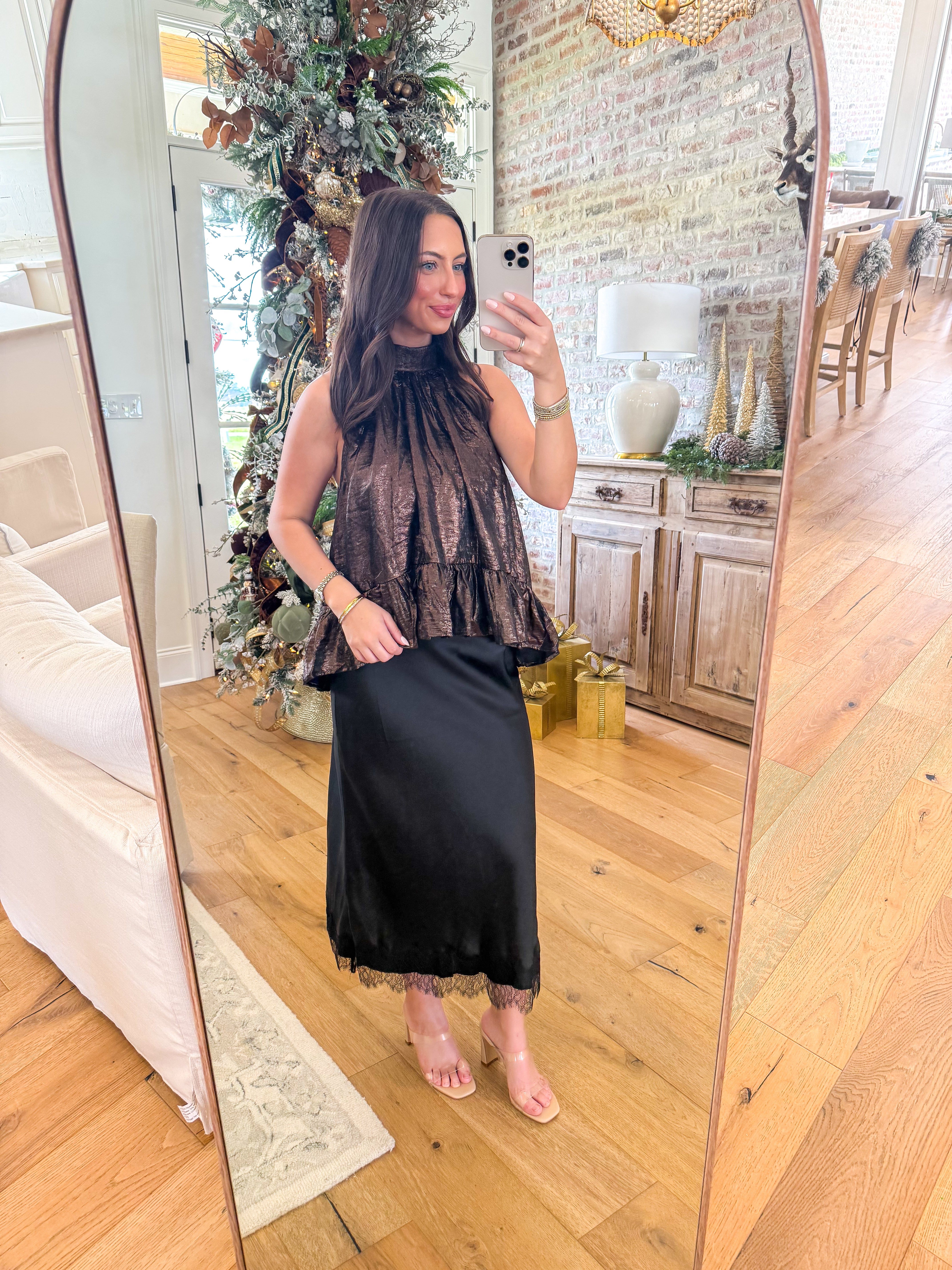 Brown Shimmer Halter Tank