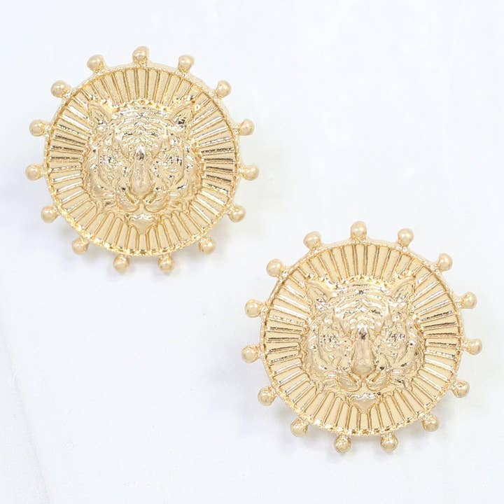 Carmen Coin Earring Tiger Worn Gold