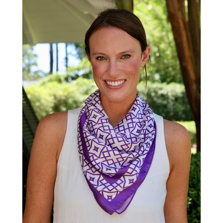 Langston Geometric Scarf Medium Purple White