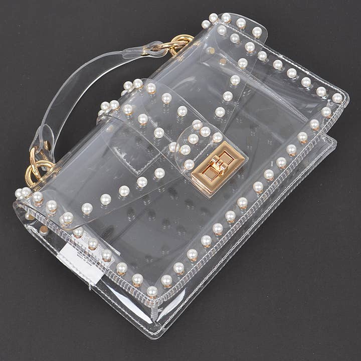 Transparent Clutch W/Faux Pearl (PREORDER 08/10)