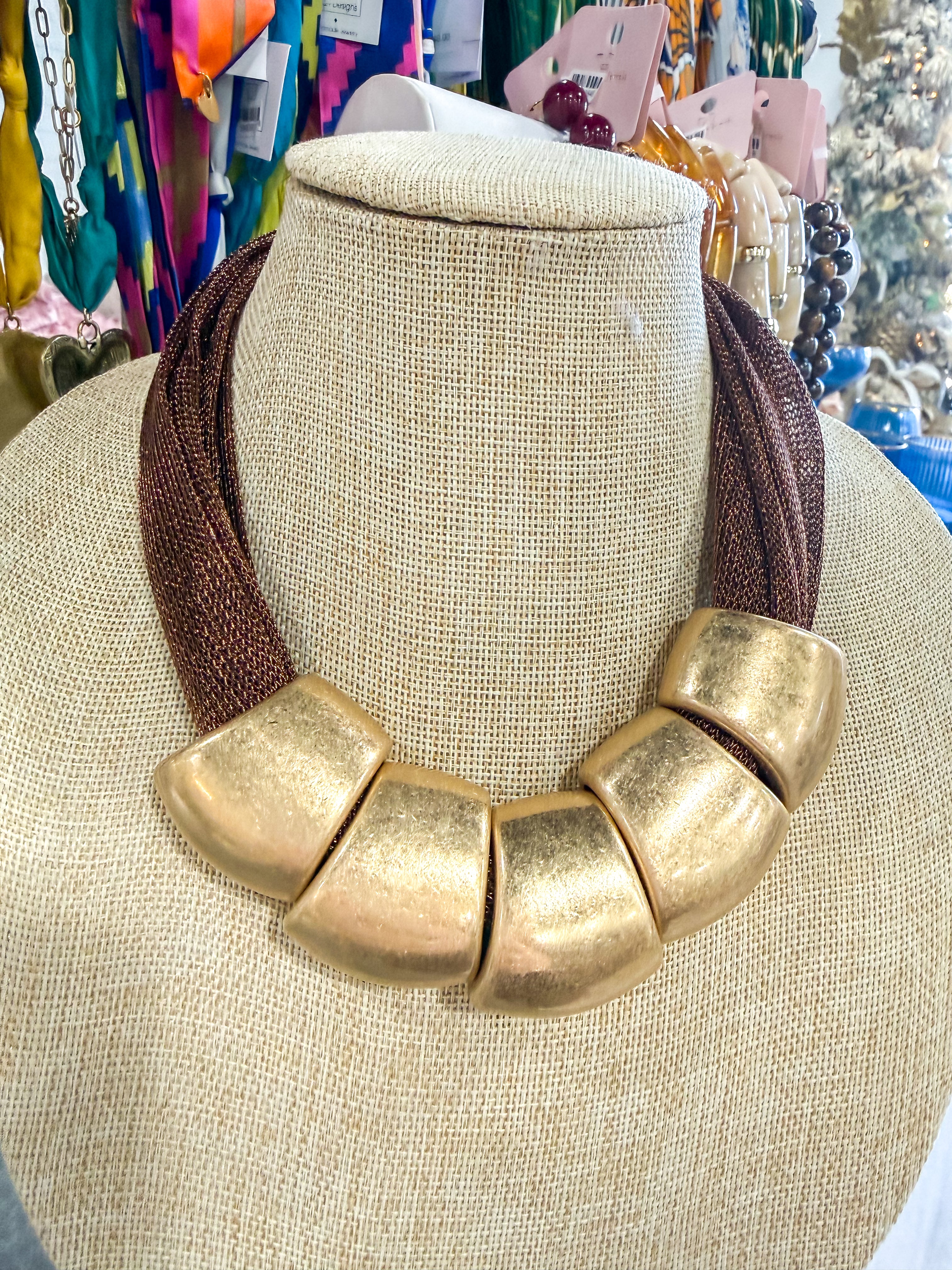 Britney Brown Mesh Necklace