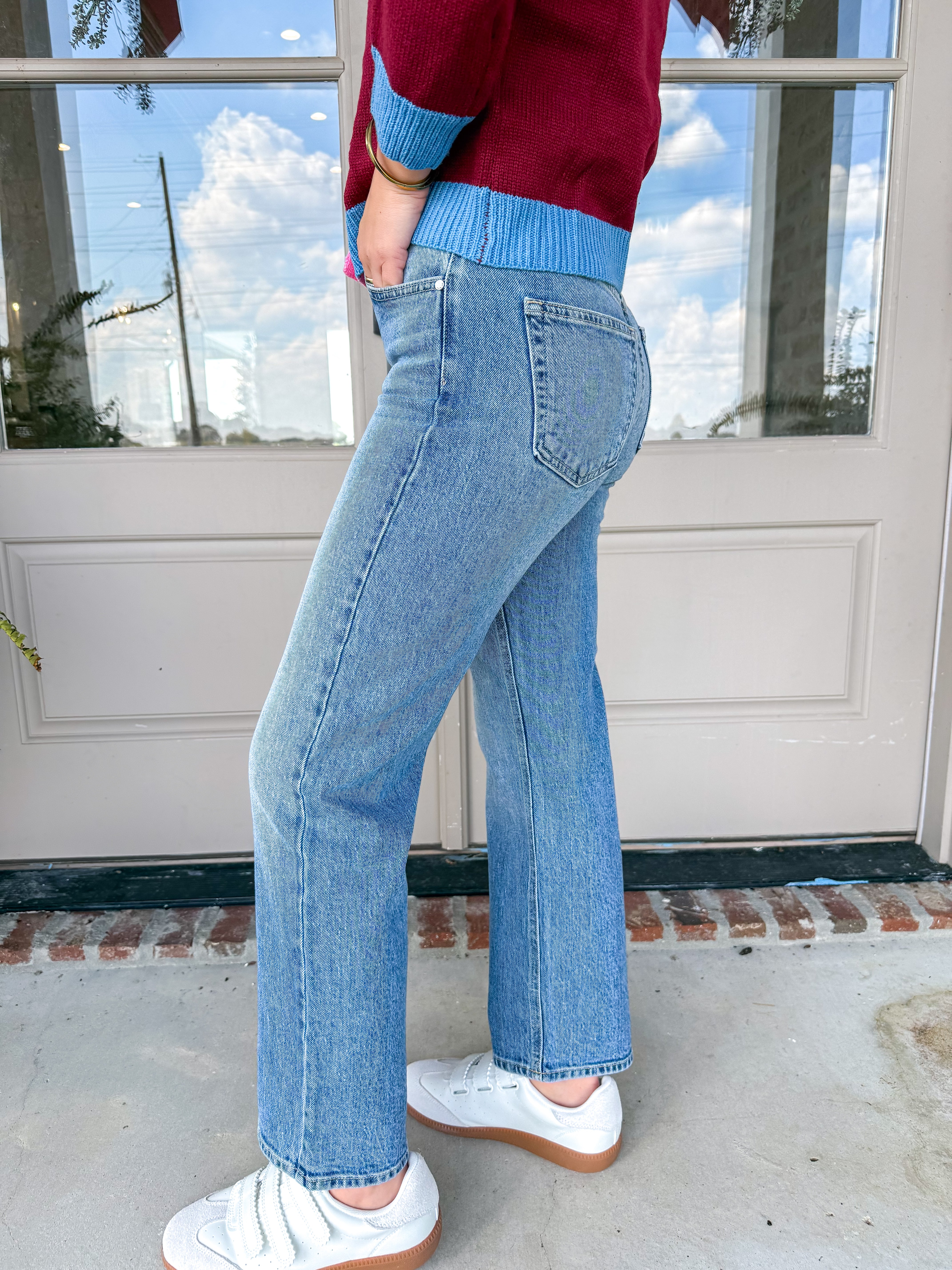 MR Ankle Straight Leg Jeans Medium Denim