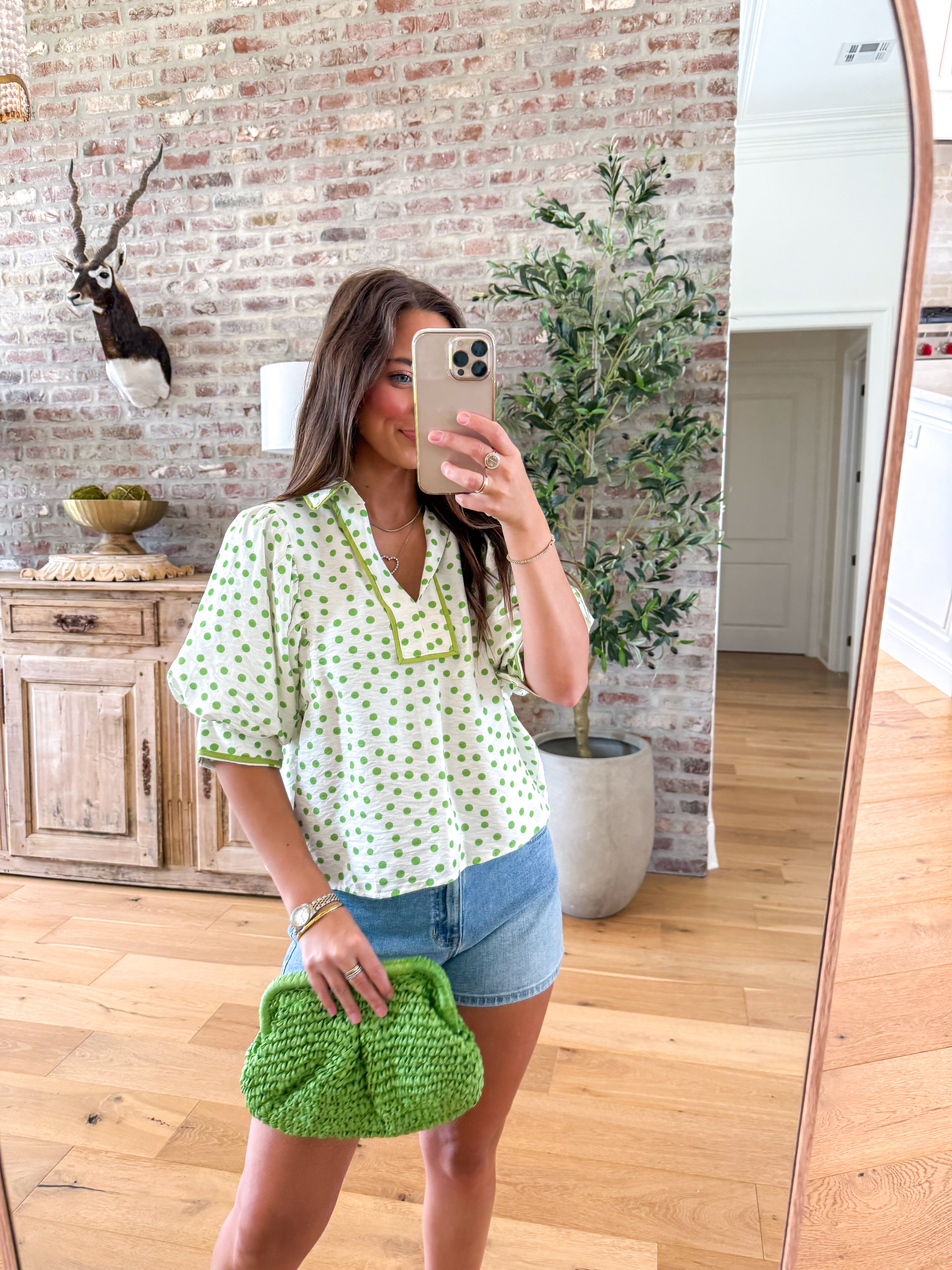 Lime Polka Dot Blouse