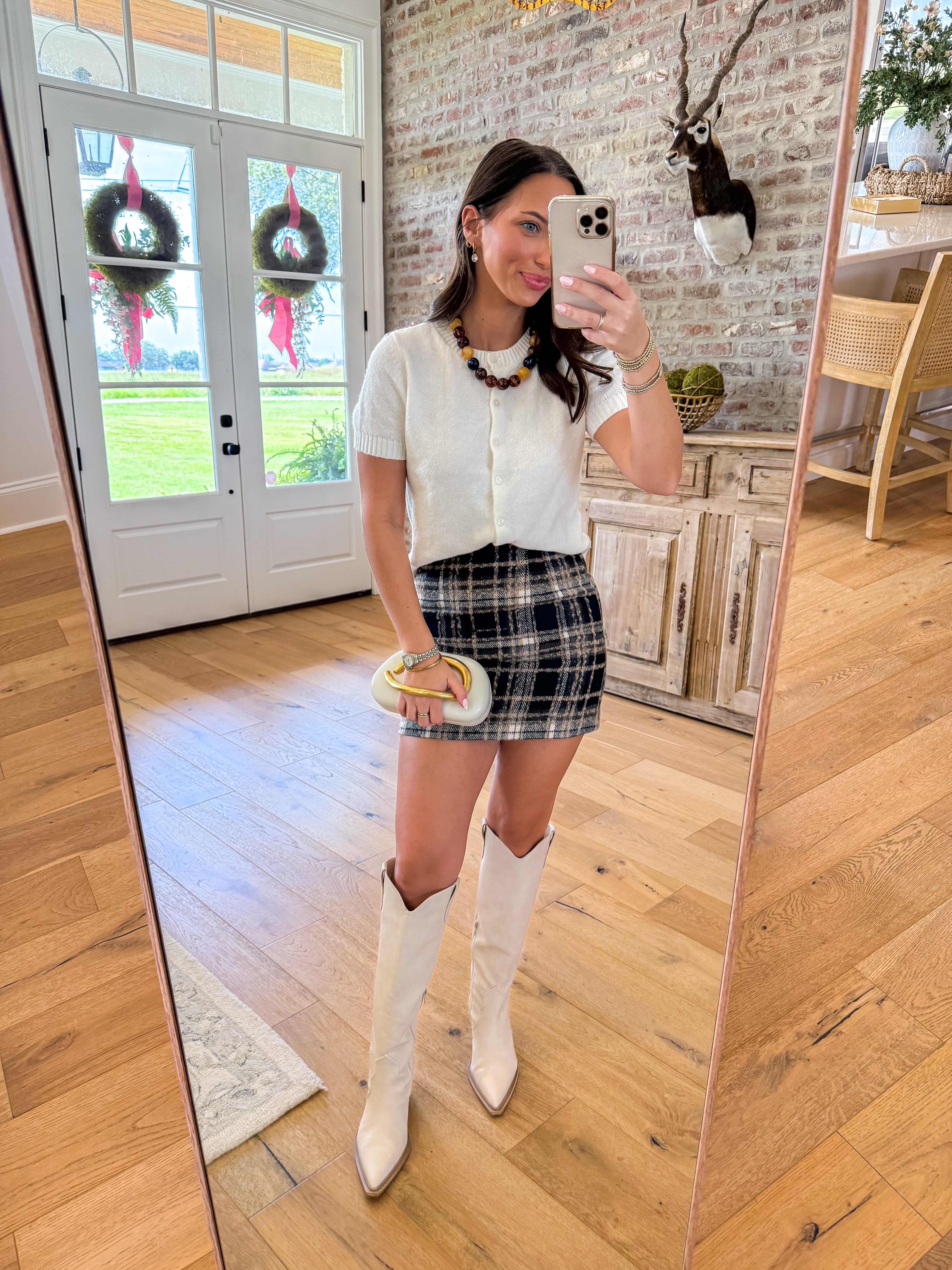 Elise Plaid Mini Skirt Navy