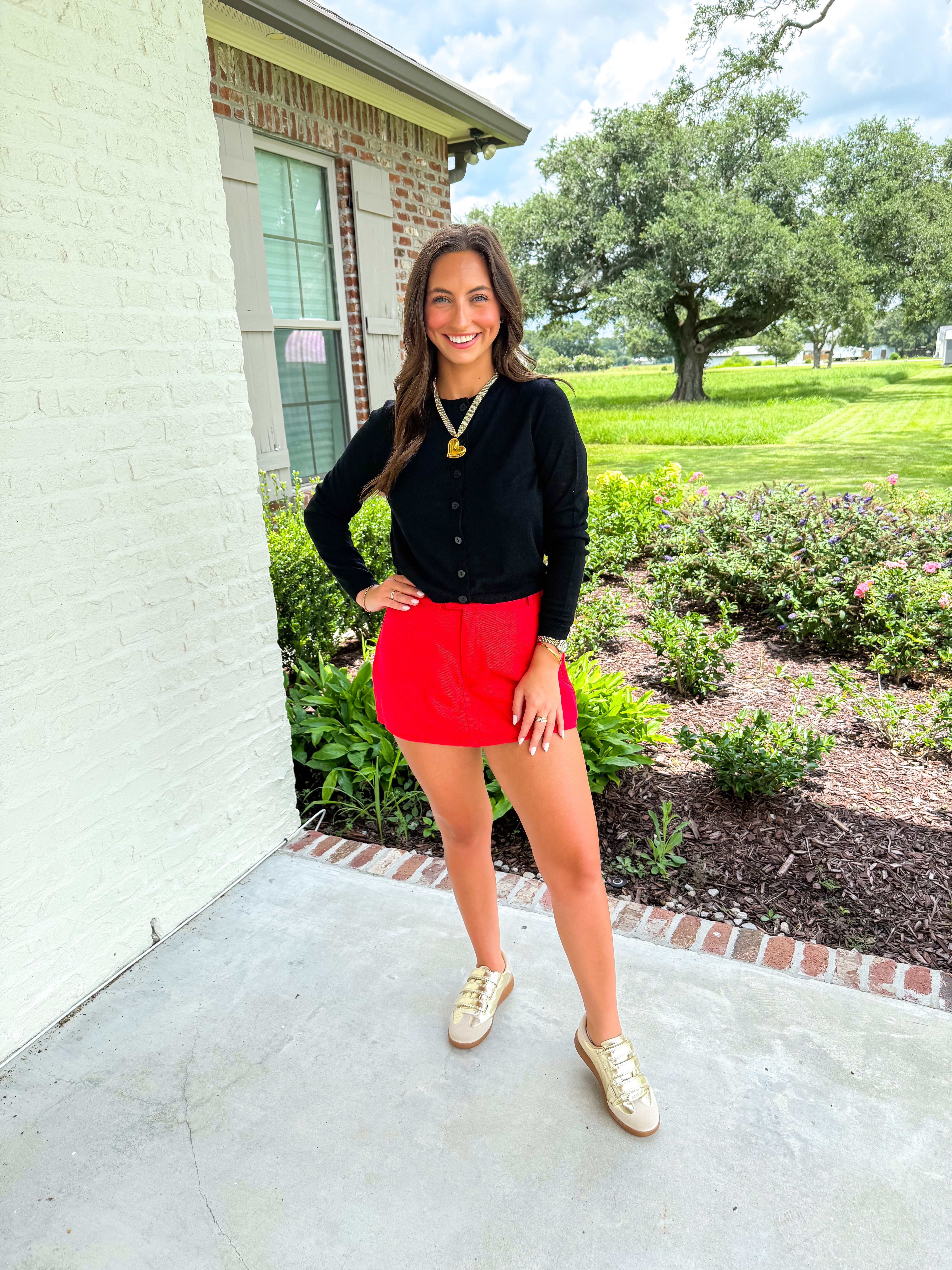 Gameday Best Denim Skort Red