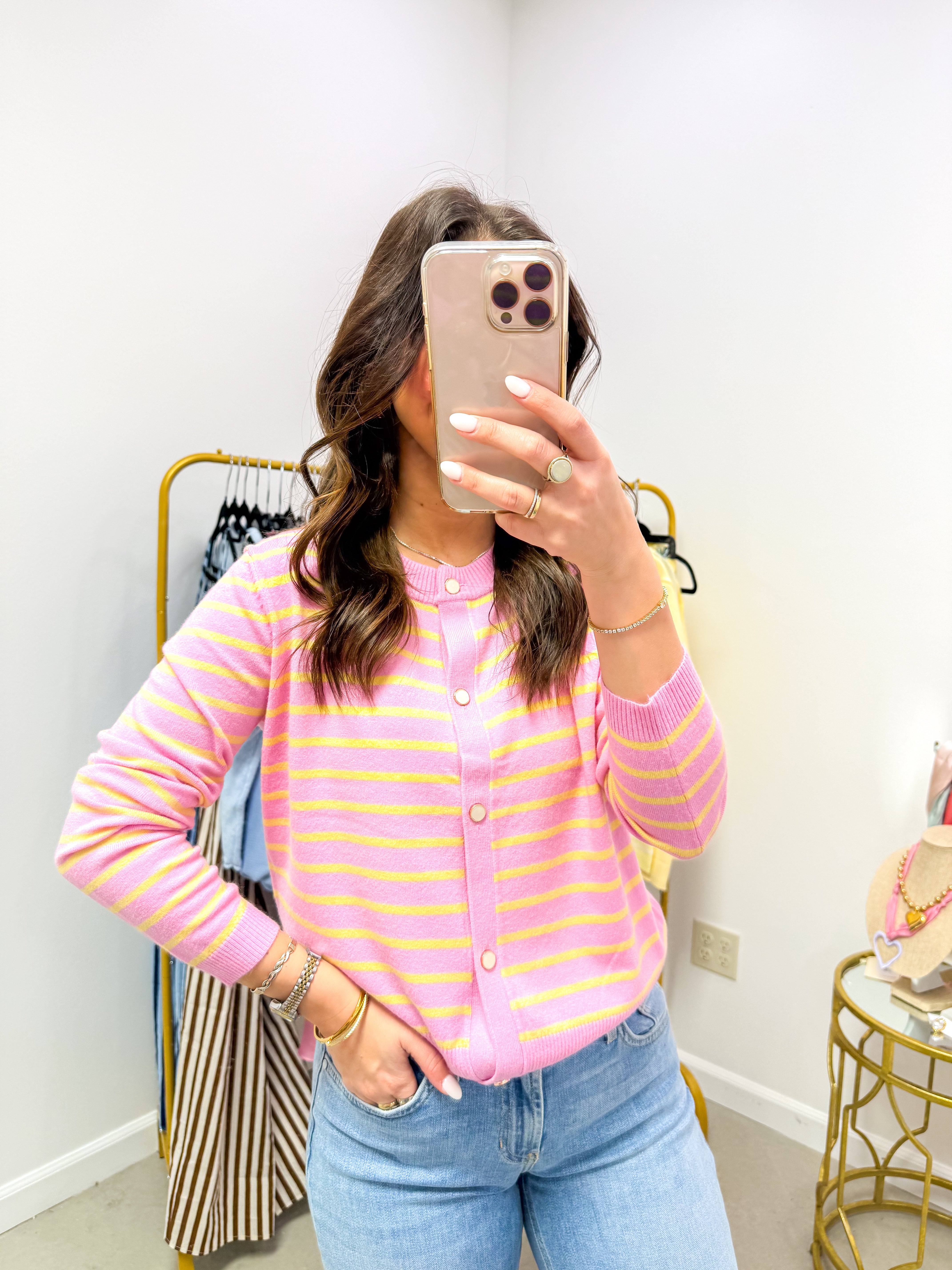 Sweet Stripes Pink/Yellow Cardigan