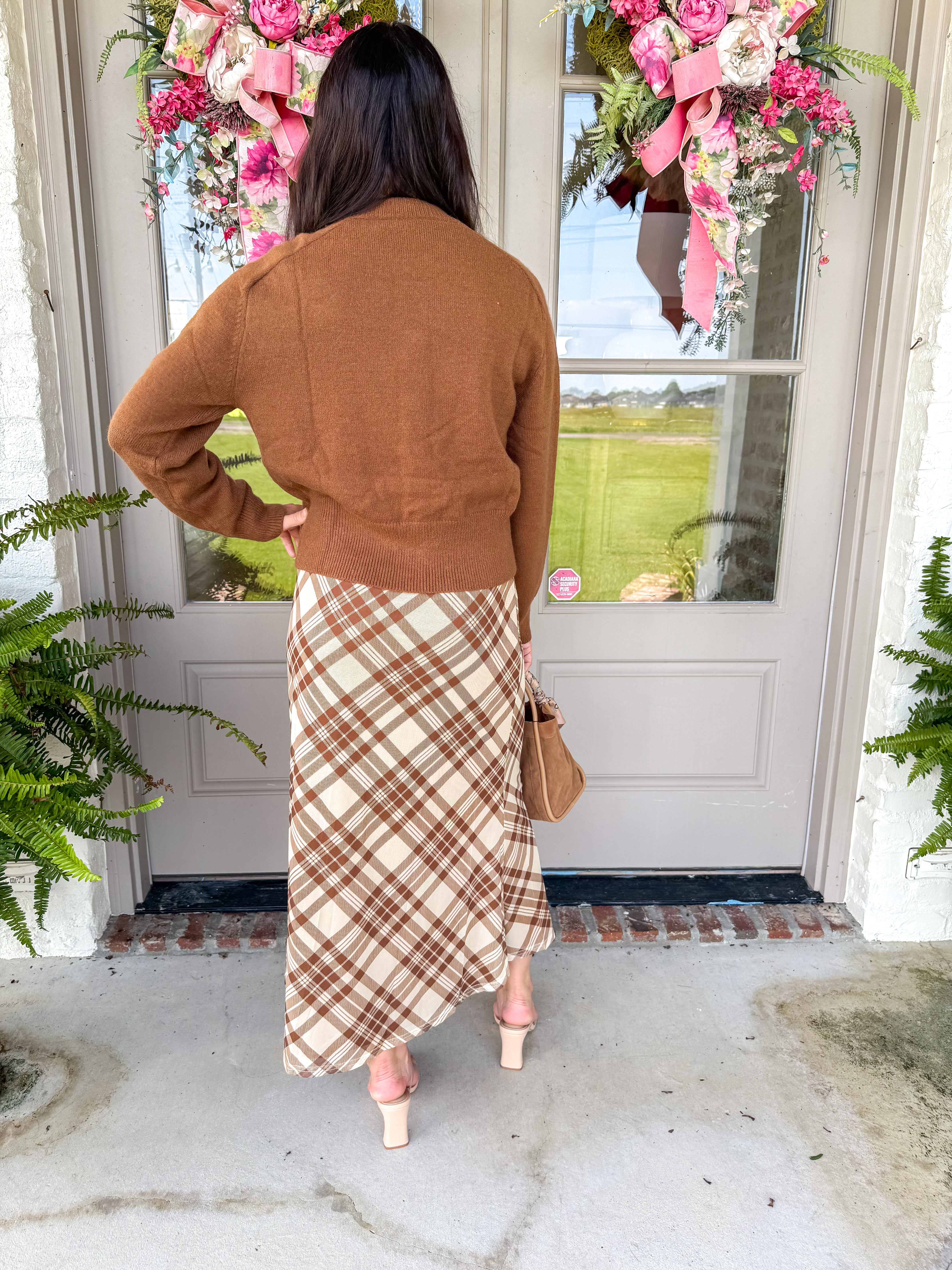 Camel Charm Cropped Cardigan