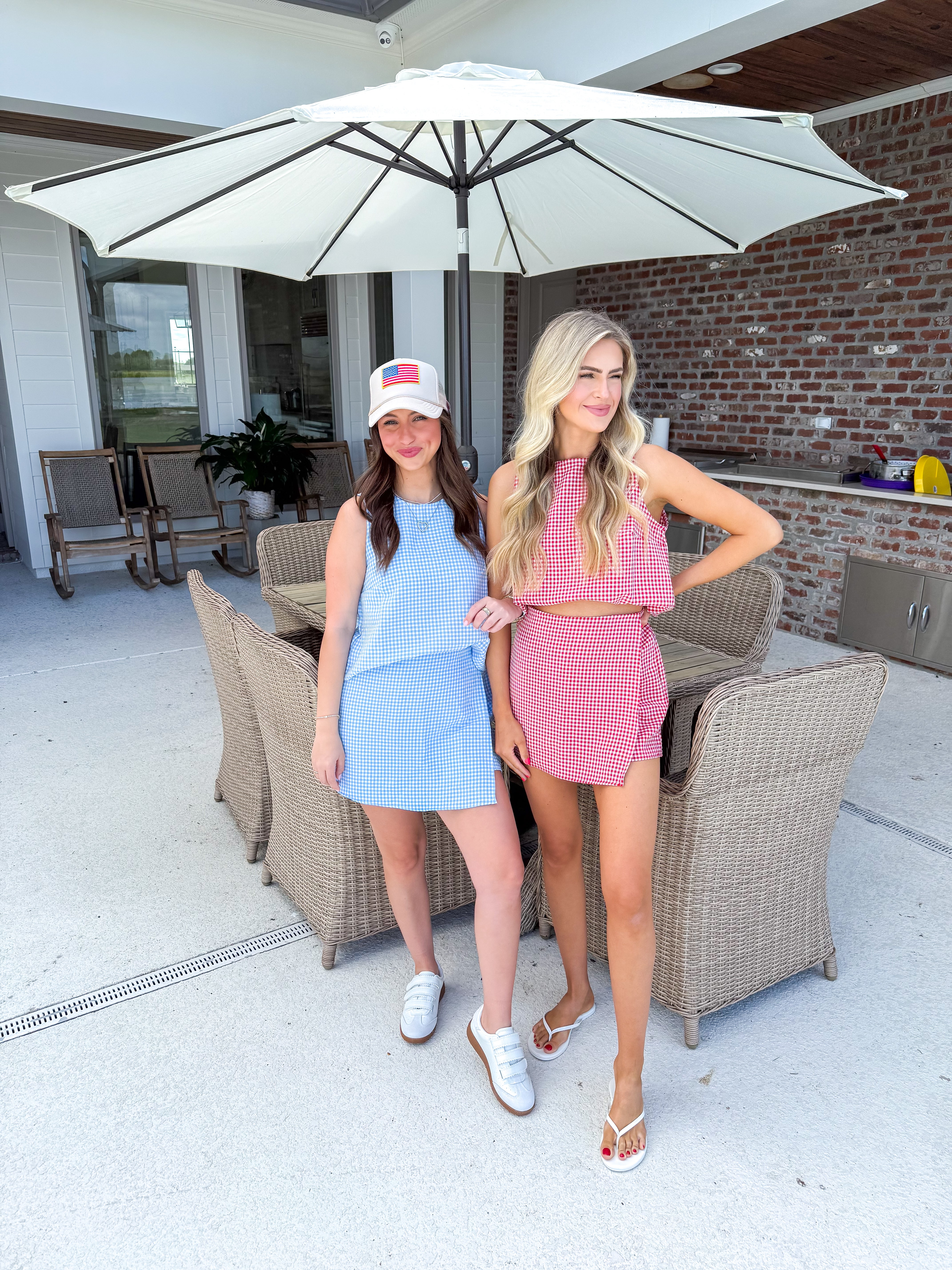 Blue Gingham Girl Two-Piece Set