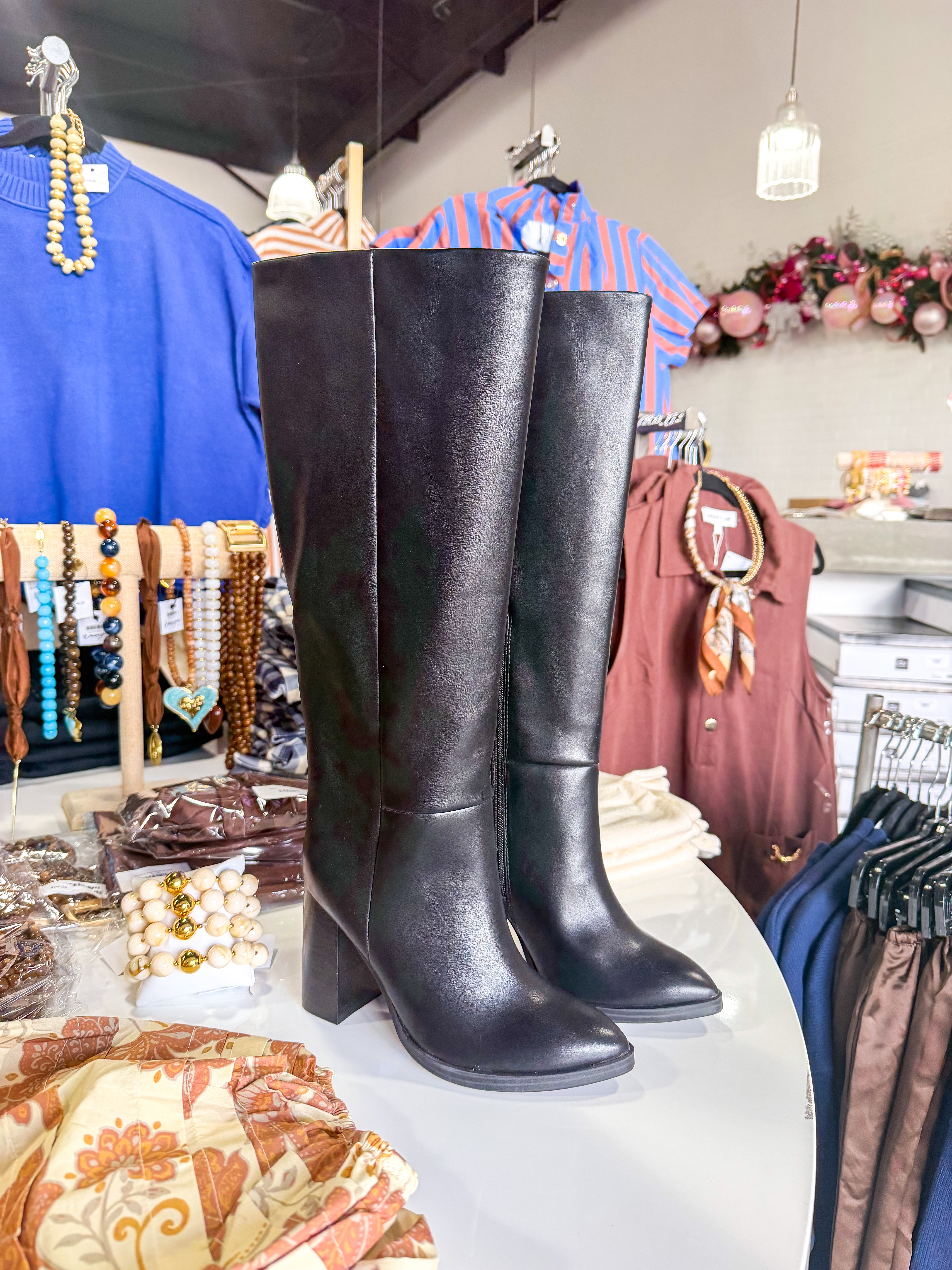 Bardonny Black Smooth Tall Boots
