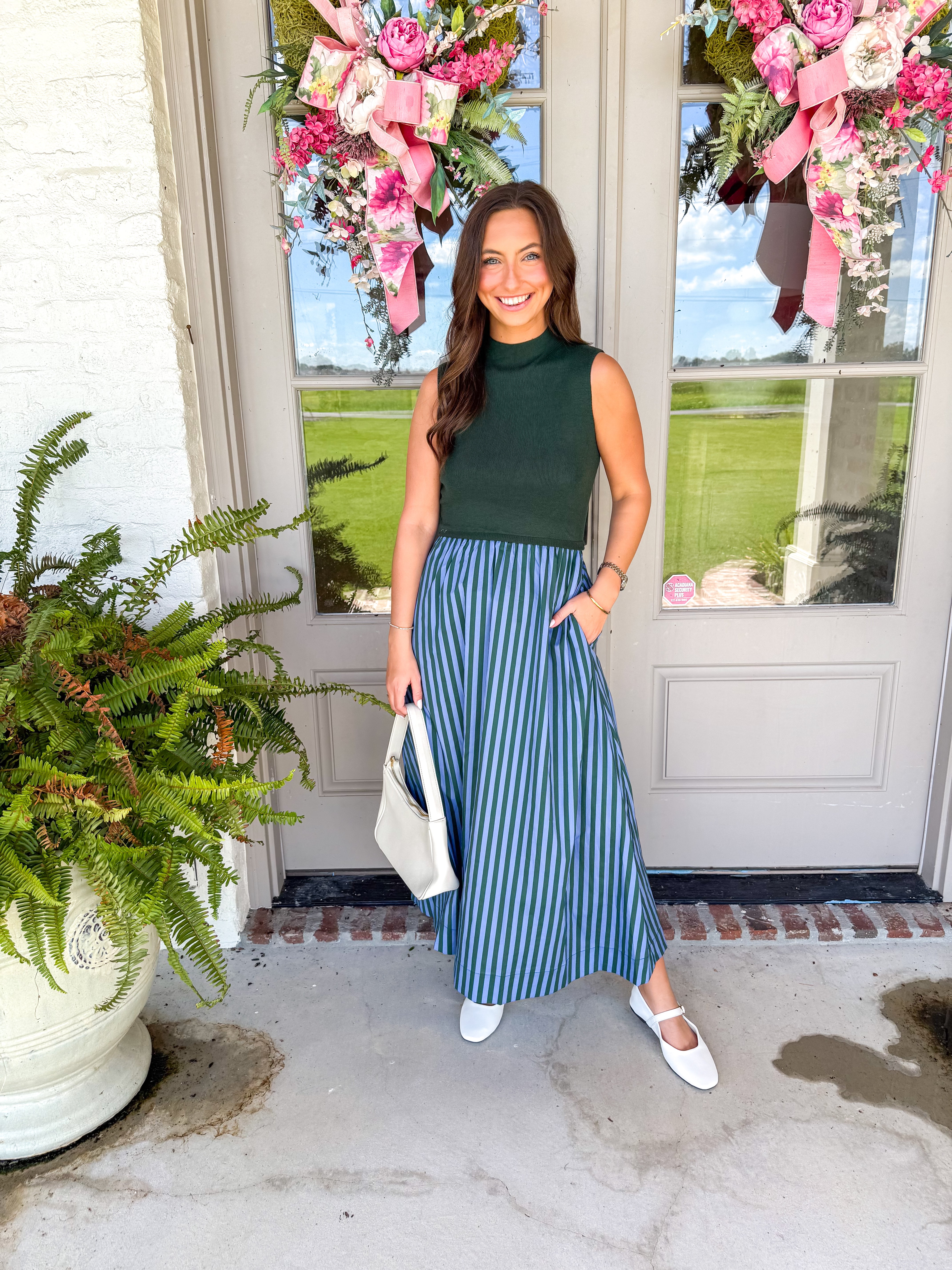Emerald Stripe Midi Dress