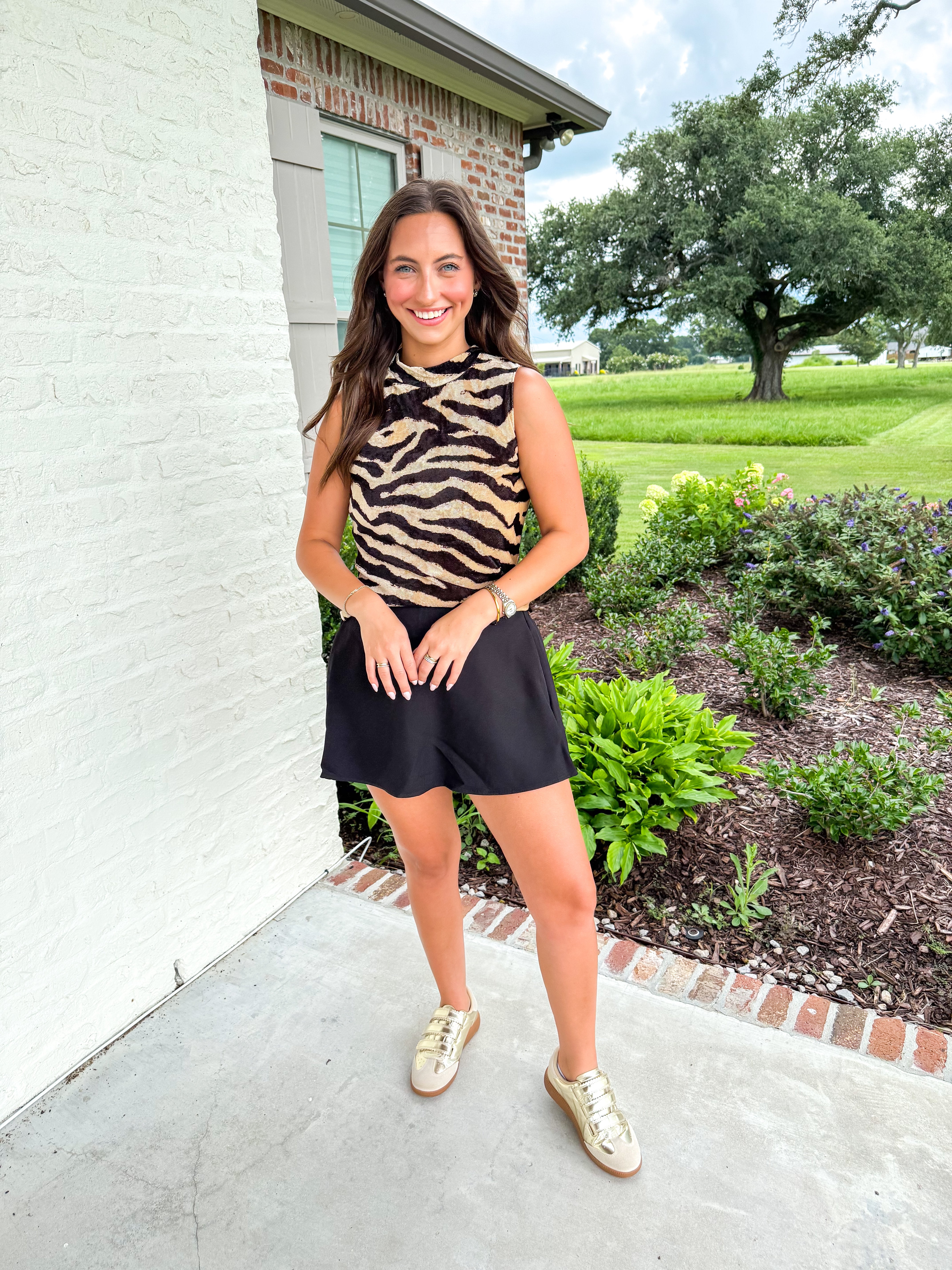 Wild Side Zebra Mock Neck Top