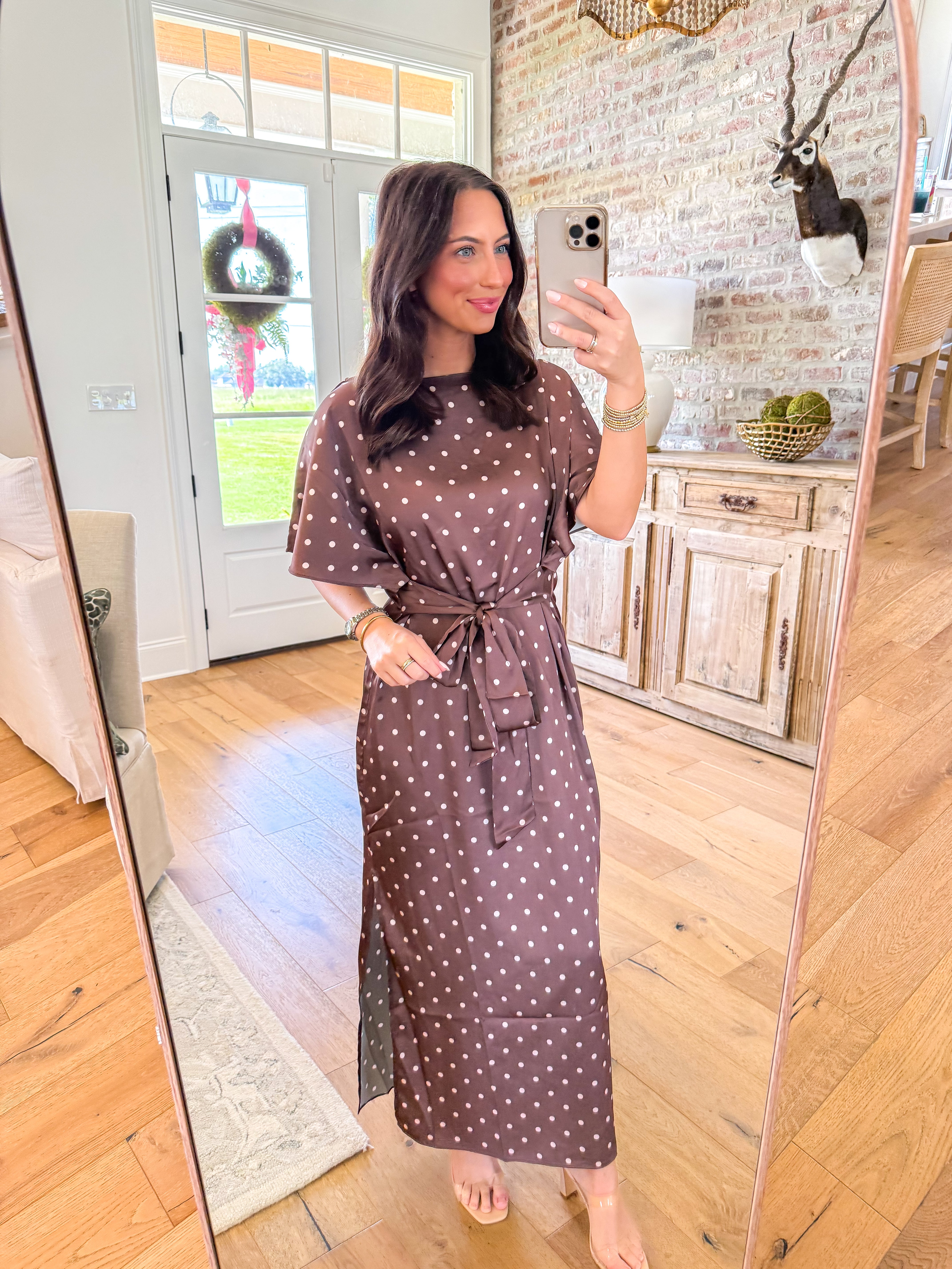 Chocolate Kisses Polka Dot Midi Dress