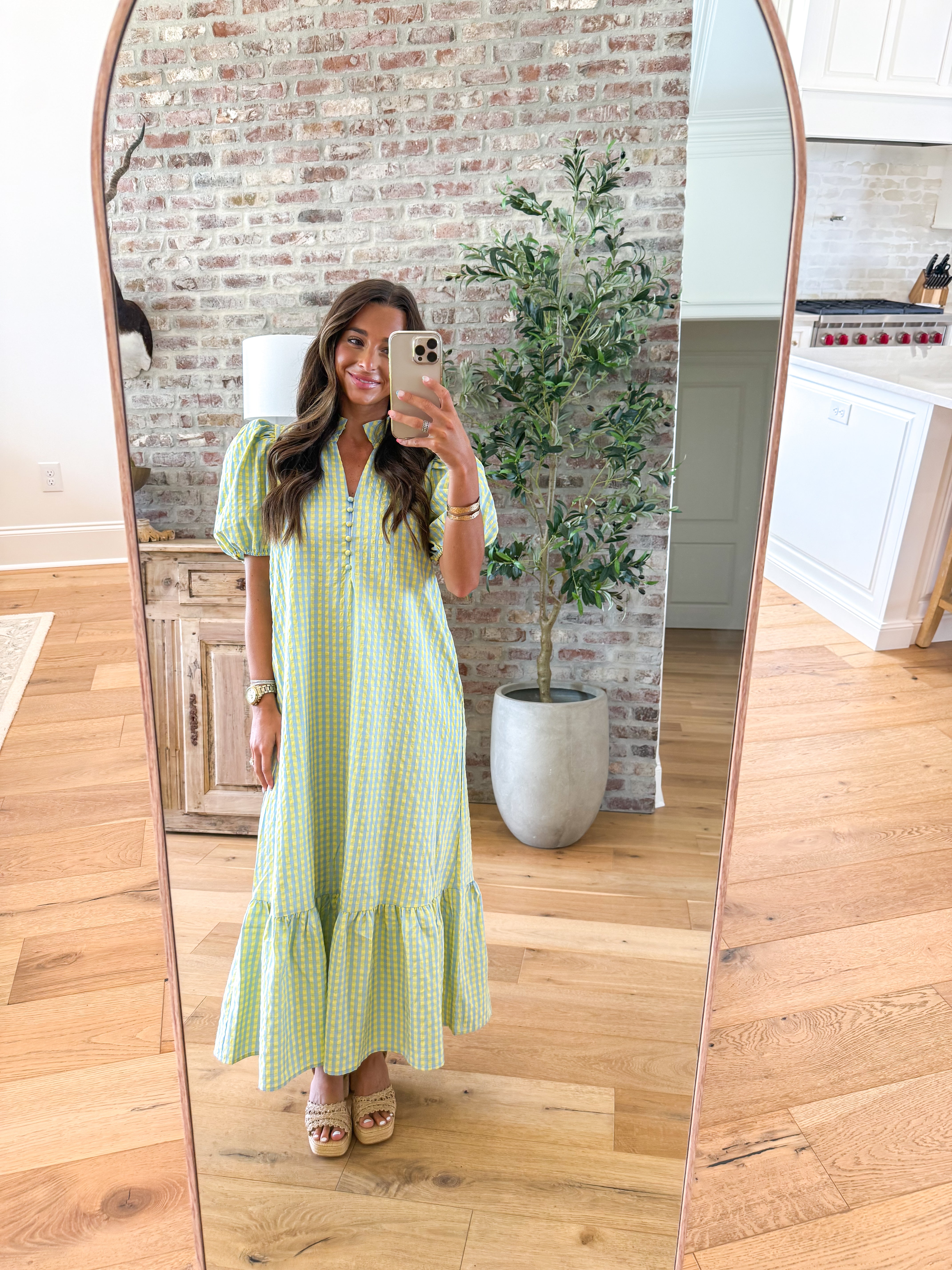 Picnic in the Park Blue Gingham Midi Dress