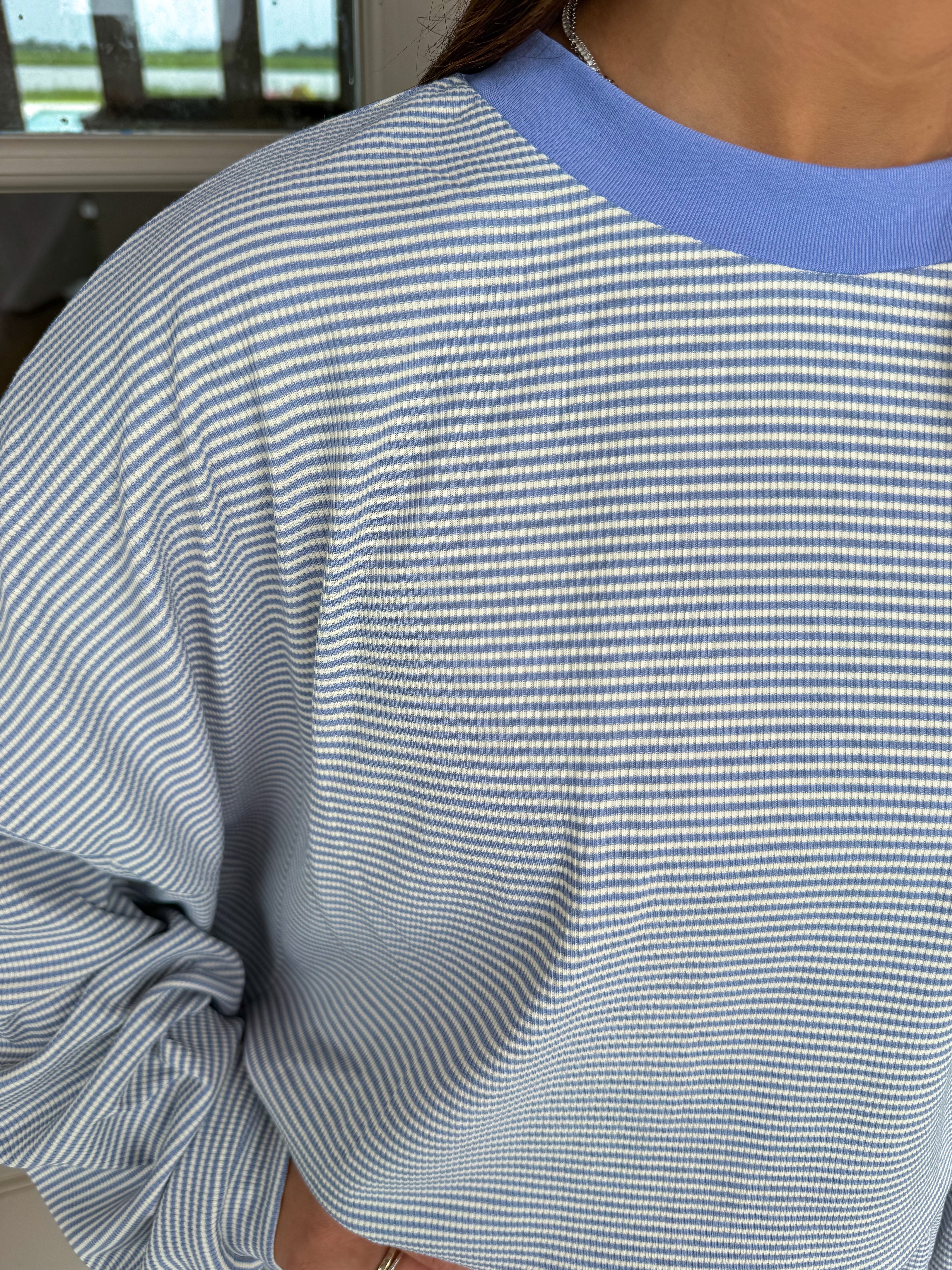 Blue Striped Coastal Ribbed Top