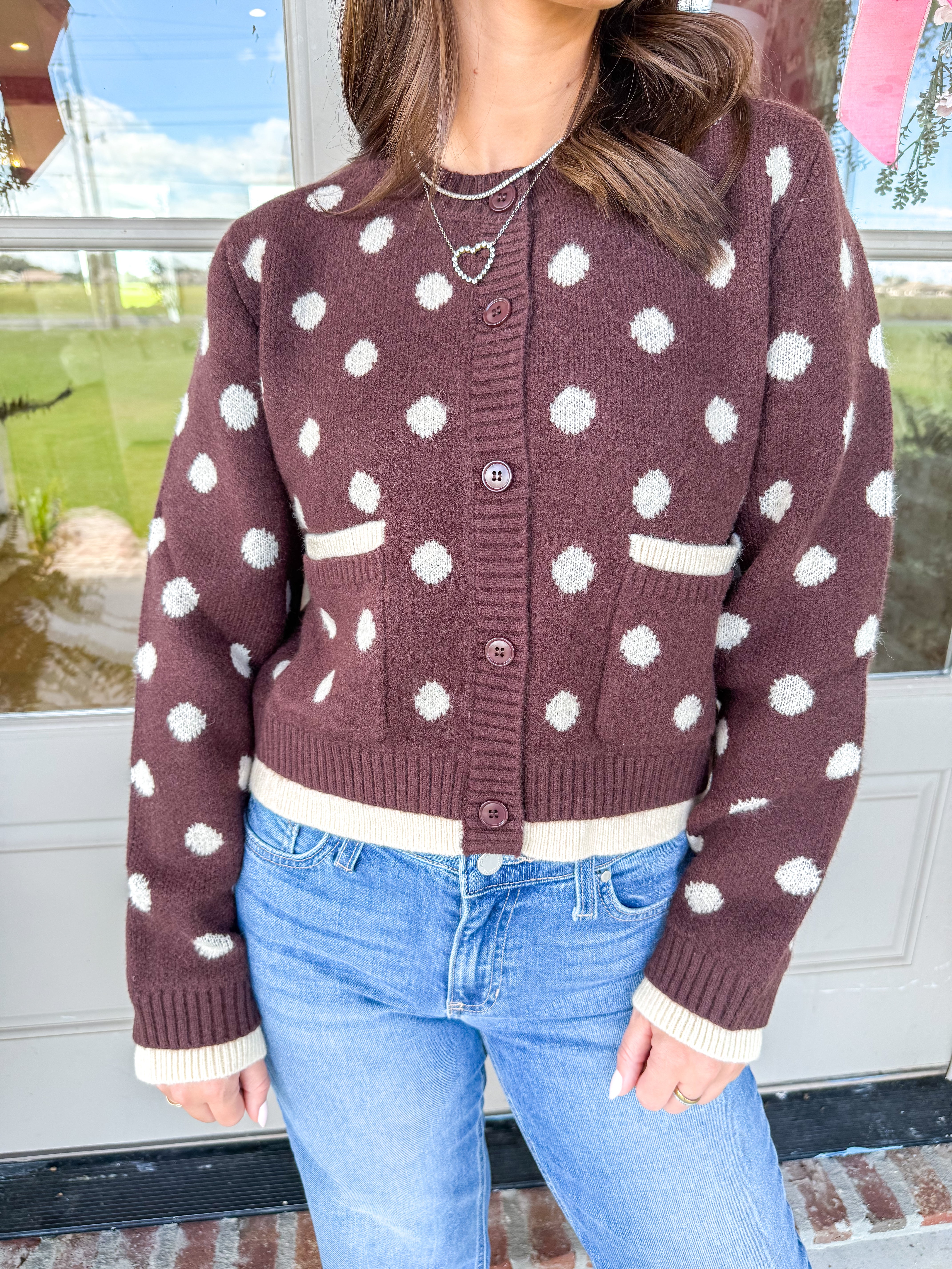 Chocolate Chip Polka Dot Cardigan