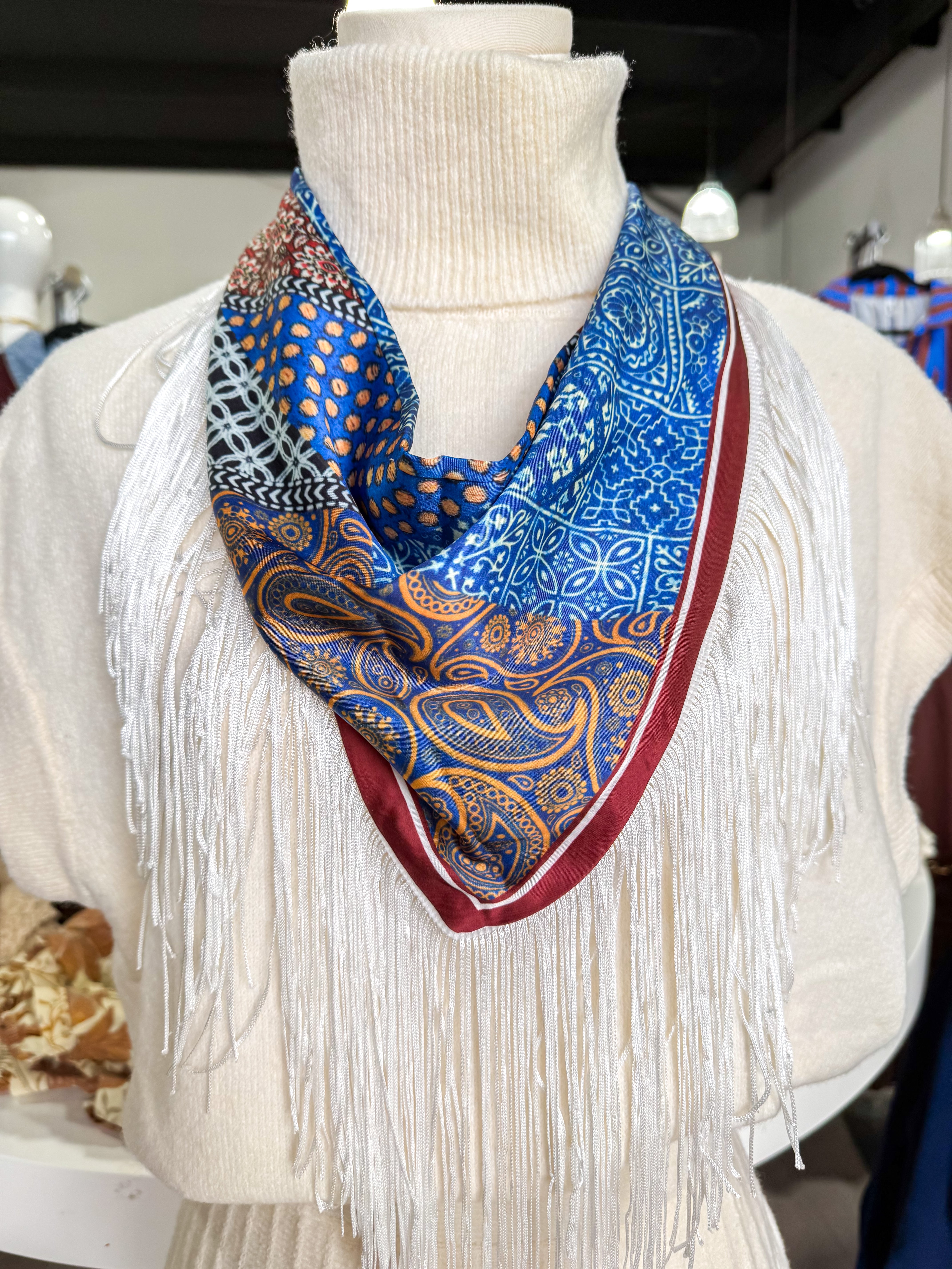 Blue Mutli Fringe Scarf