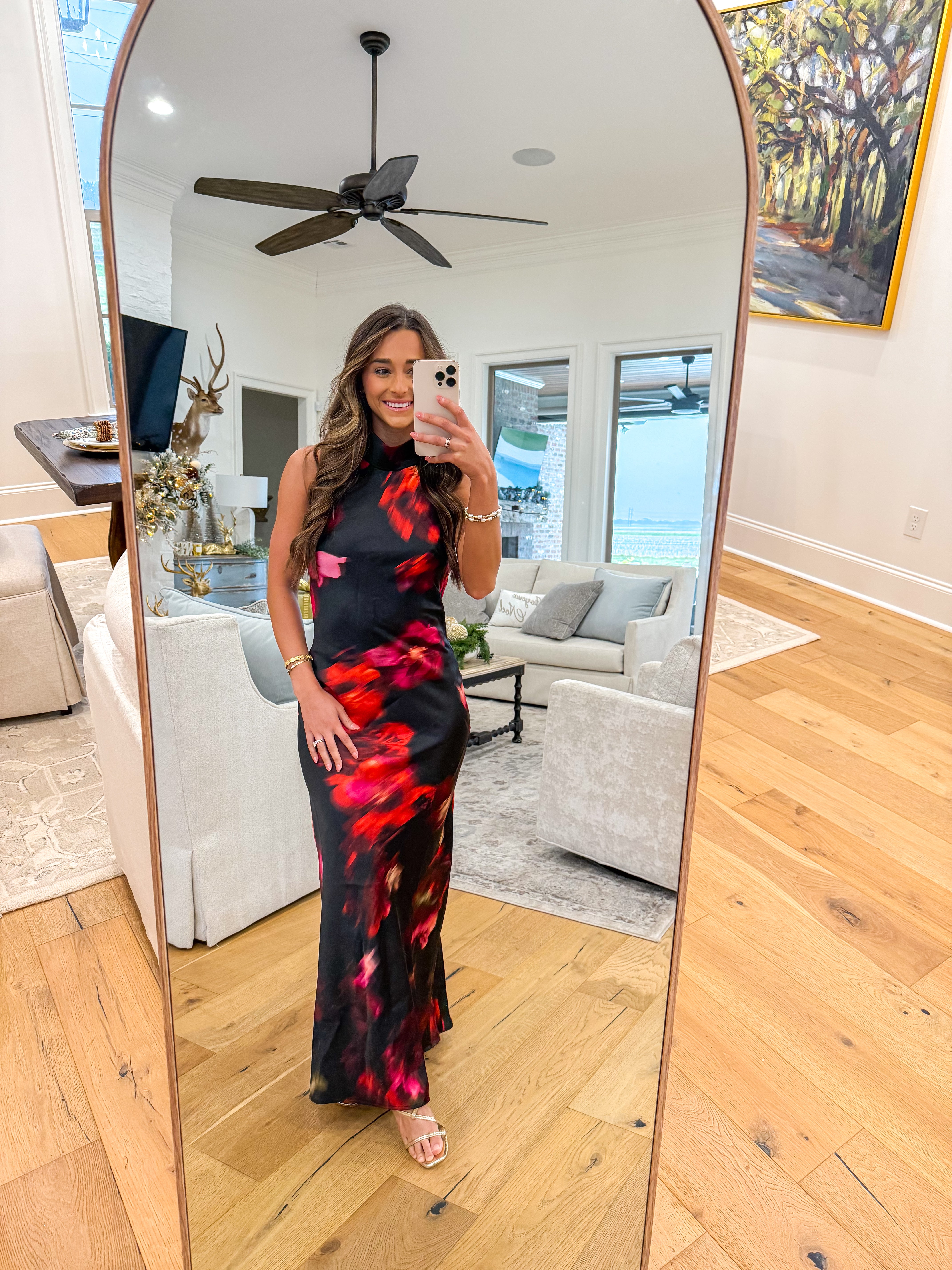 Lara Blurry Floral Satin Maxi