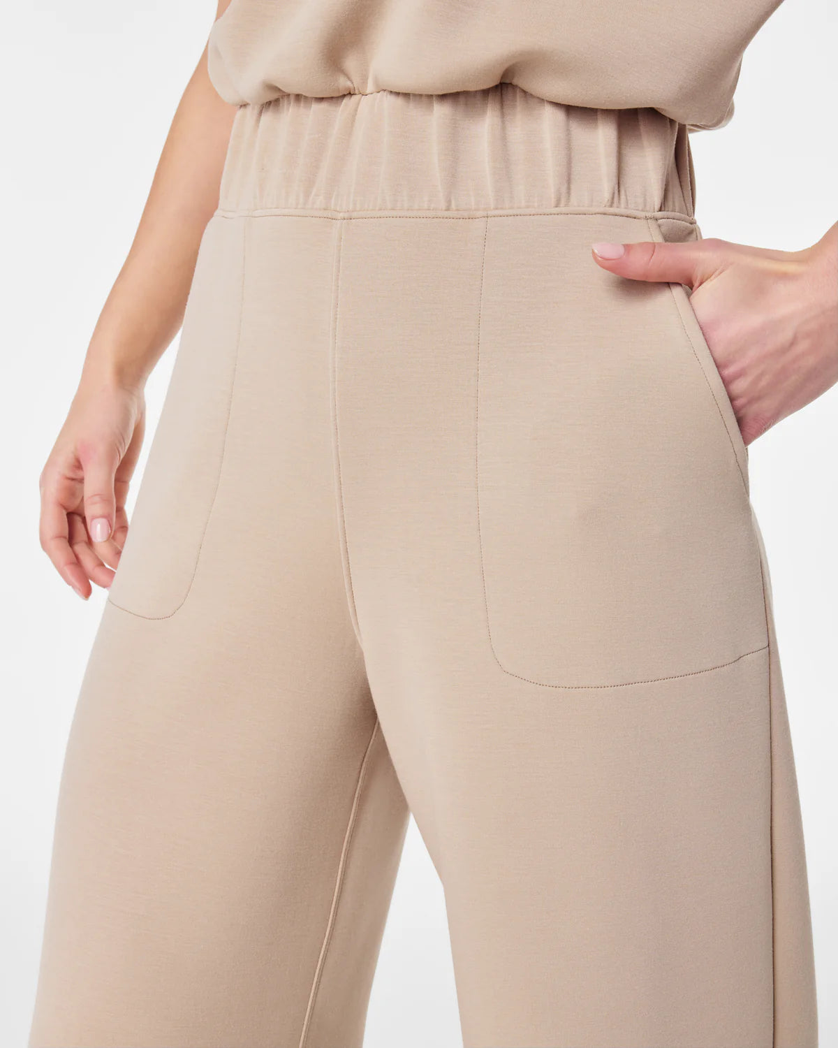 Air Essentials Cropped Wide Leg Jumpsuit Tahini