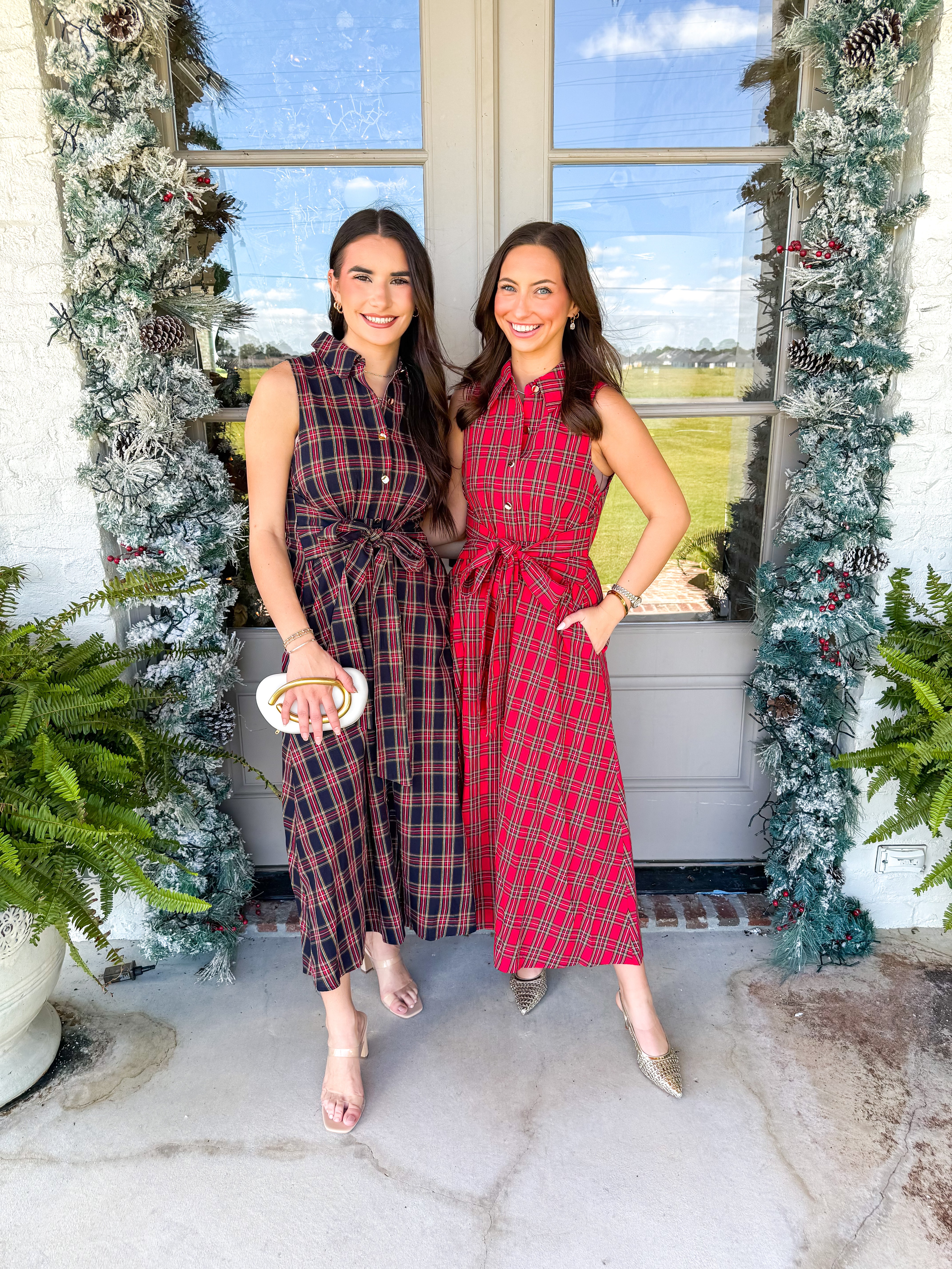 Scarlett Fields Plaid Midi Dress Red