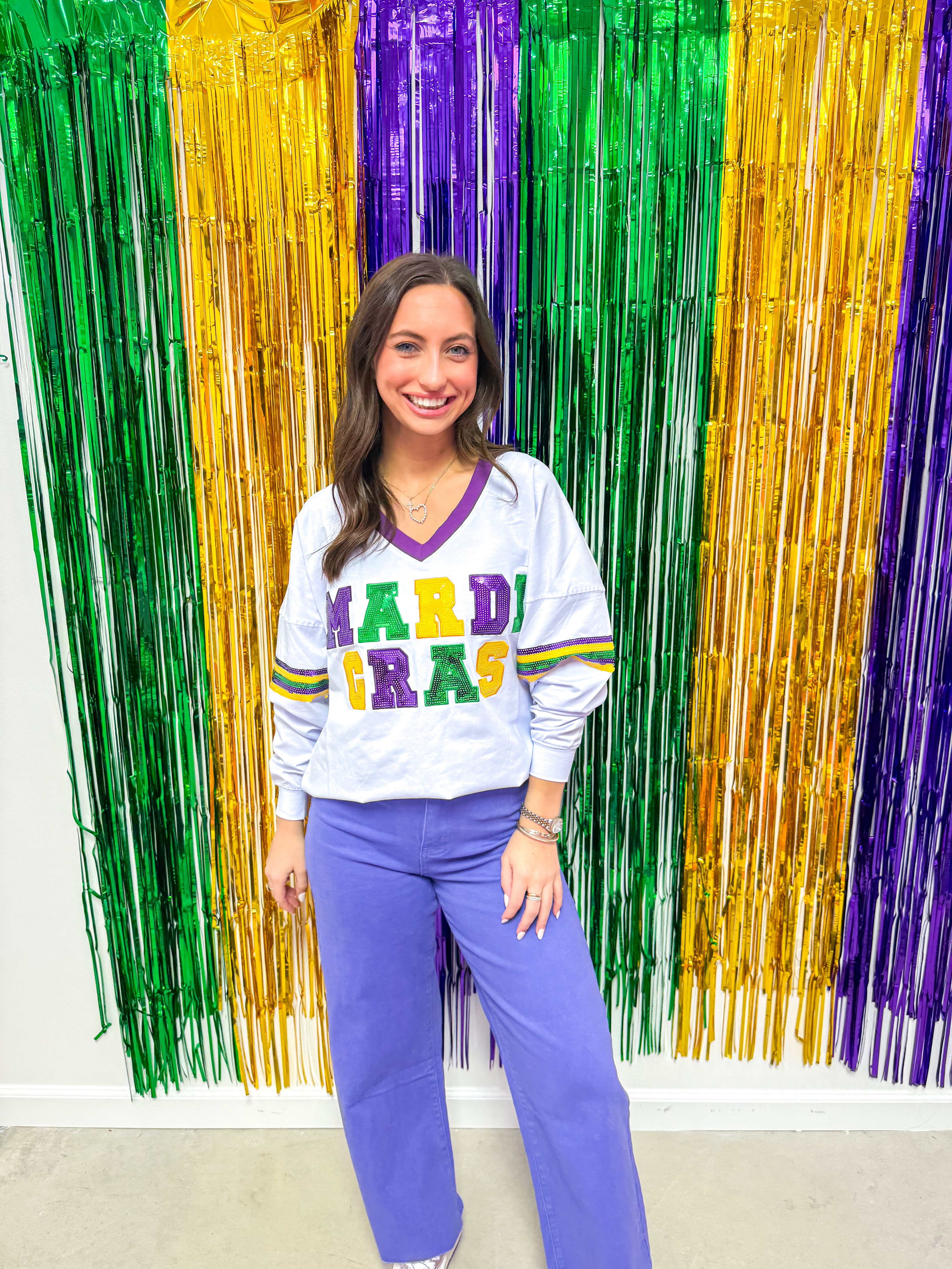 Bright Mardi Gras Sequin LG Shirt