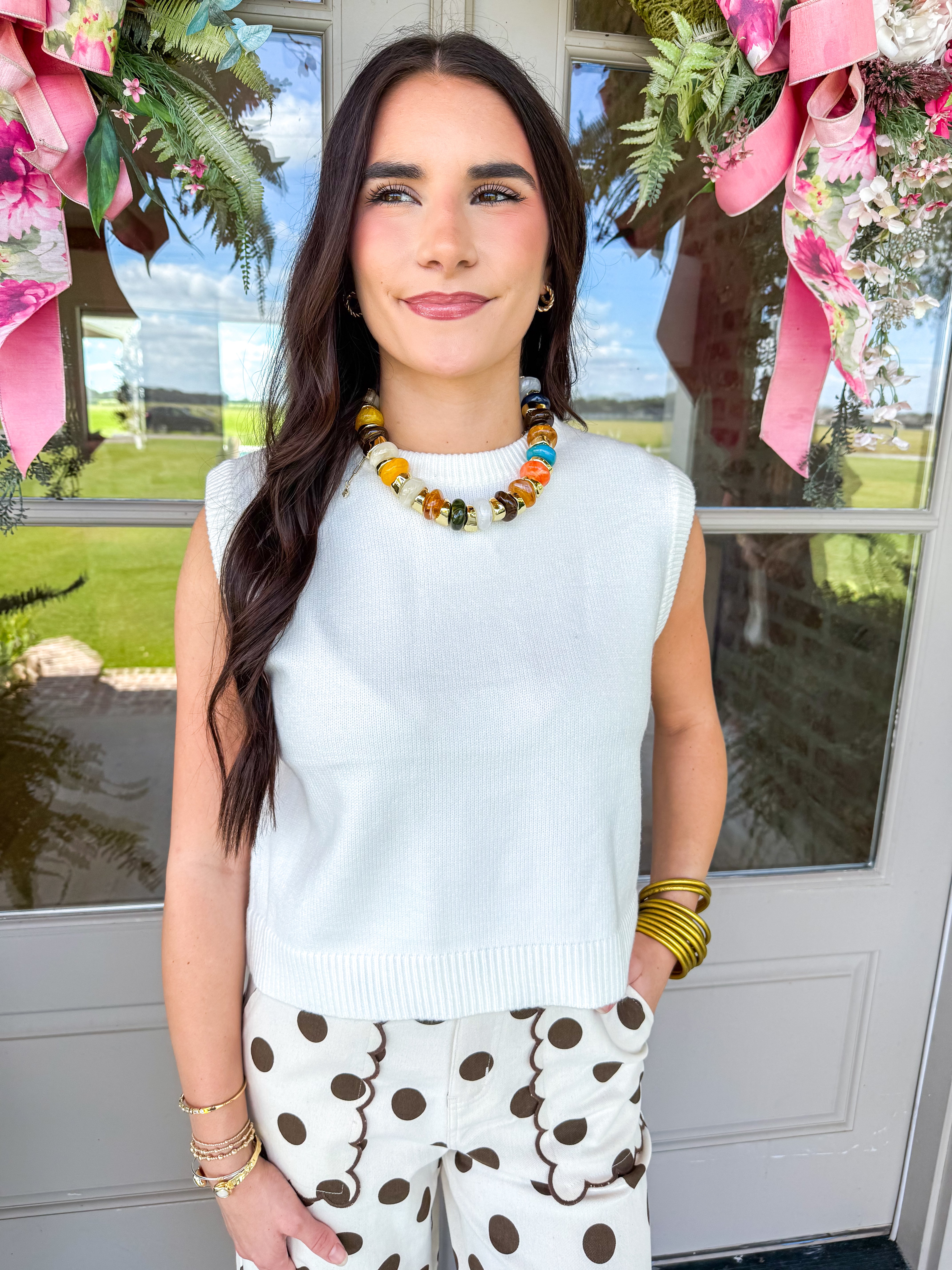 The Camille Sweater Vest Ivory