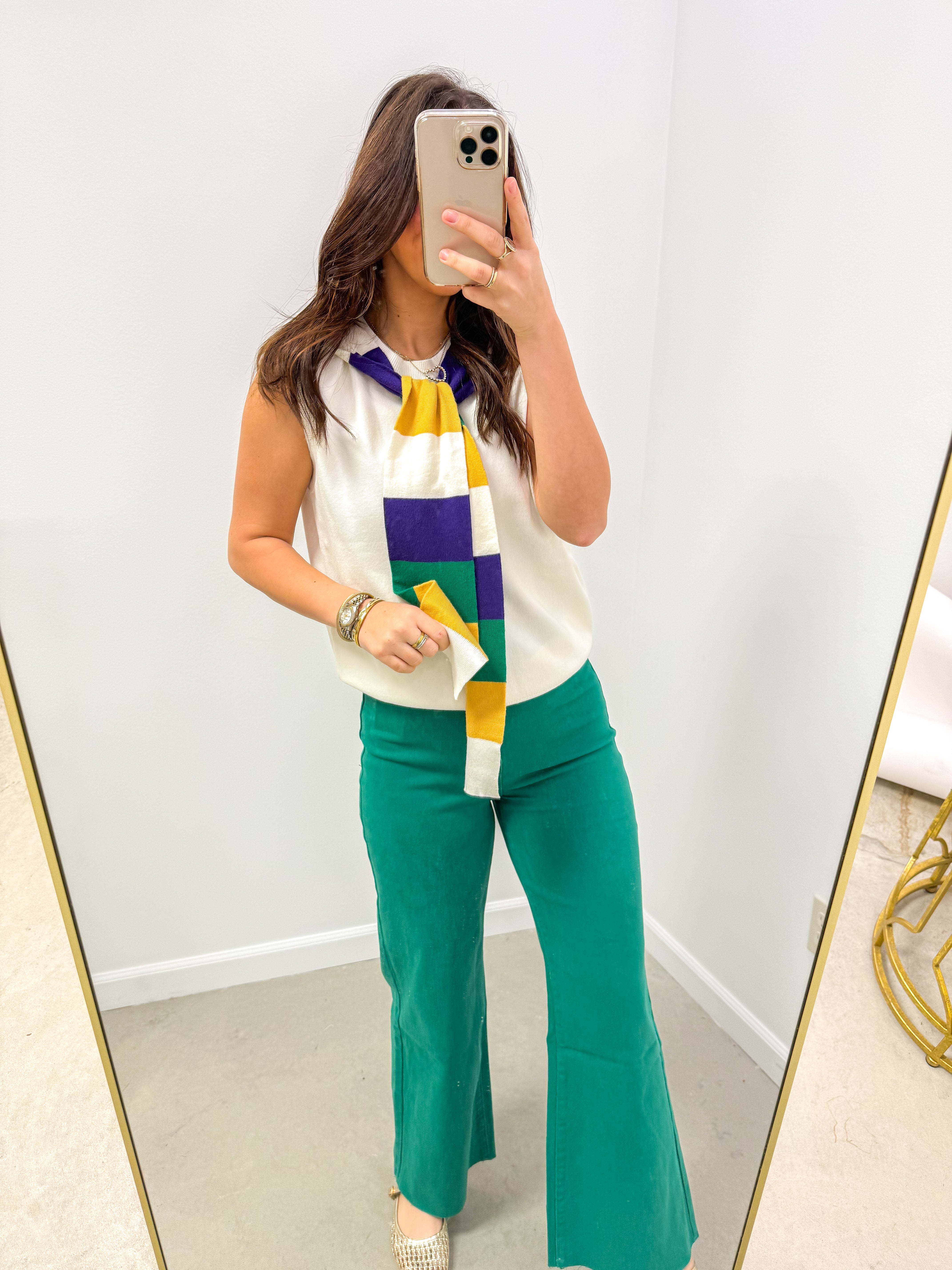 Mardi Gras Shawl Tie Sweater Vest